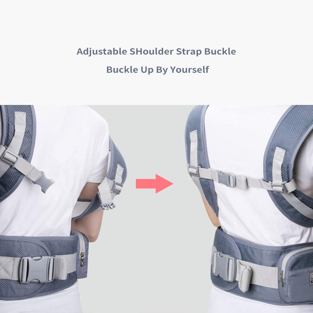 Baby Carrier Newborn to Toddler Baby Hip Carrier with Head Hood,Waist Extender & 3 Pieces Teething Pads (Grey)