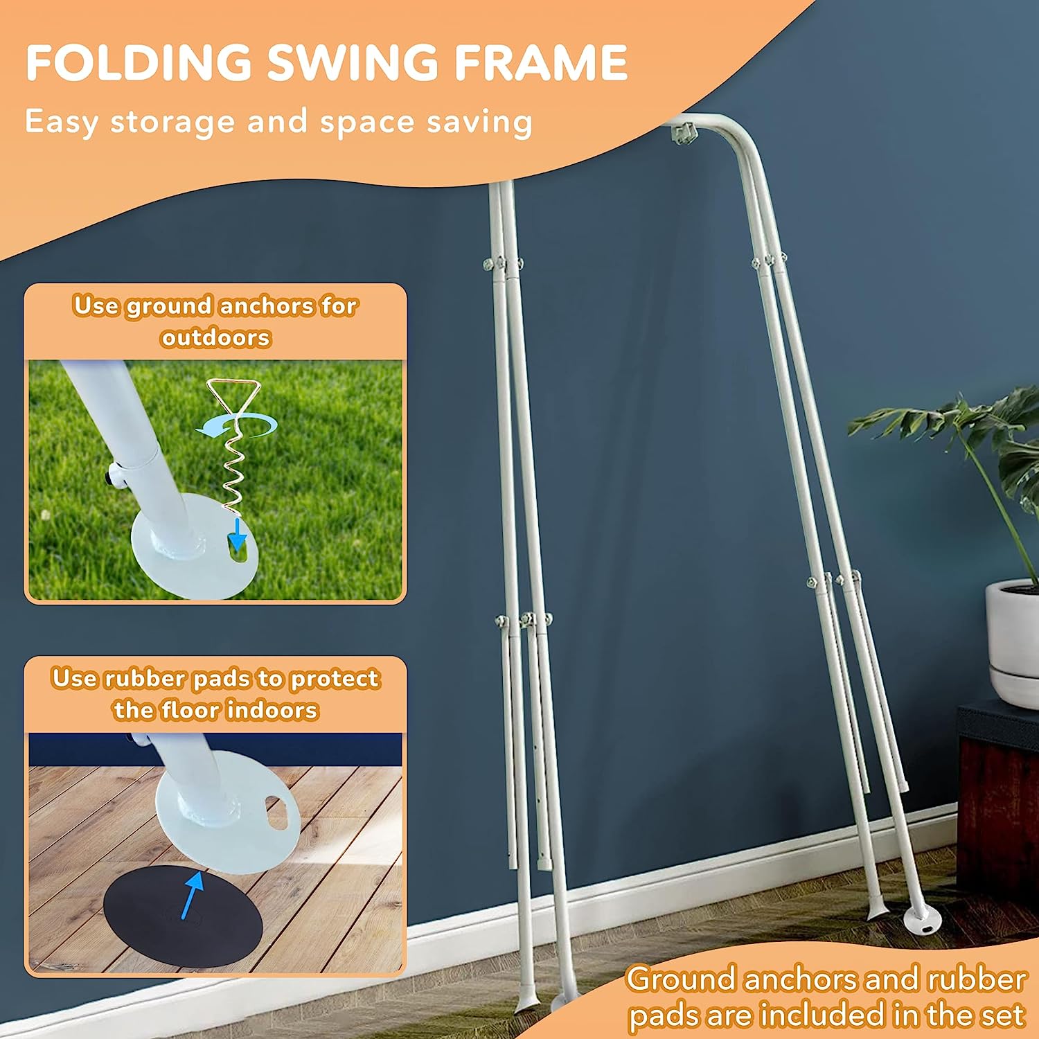 Canvas Baby Swing, Wooden Hanging Swing Seat Chair with Safety Belt, Durable Baby Hammock Chair, Outdoor and Indoor Swing for Kids, Mounting Hardware Included, Ivory