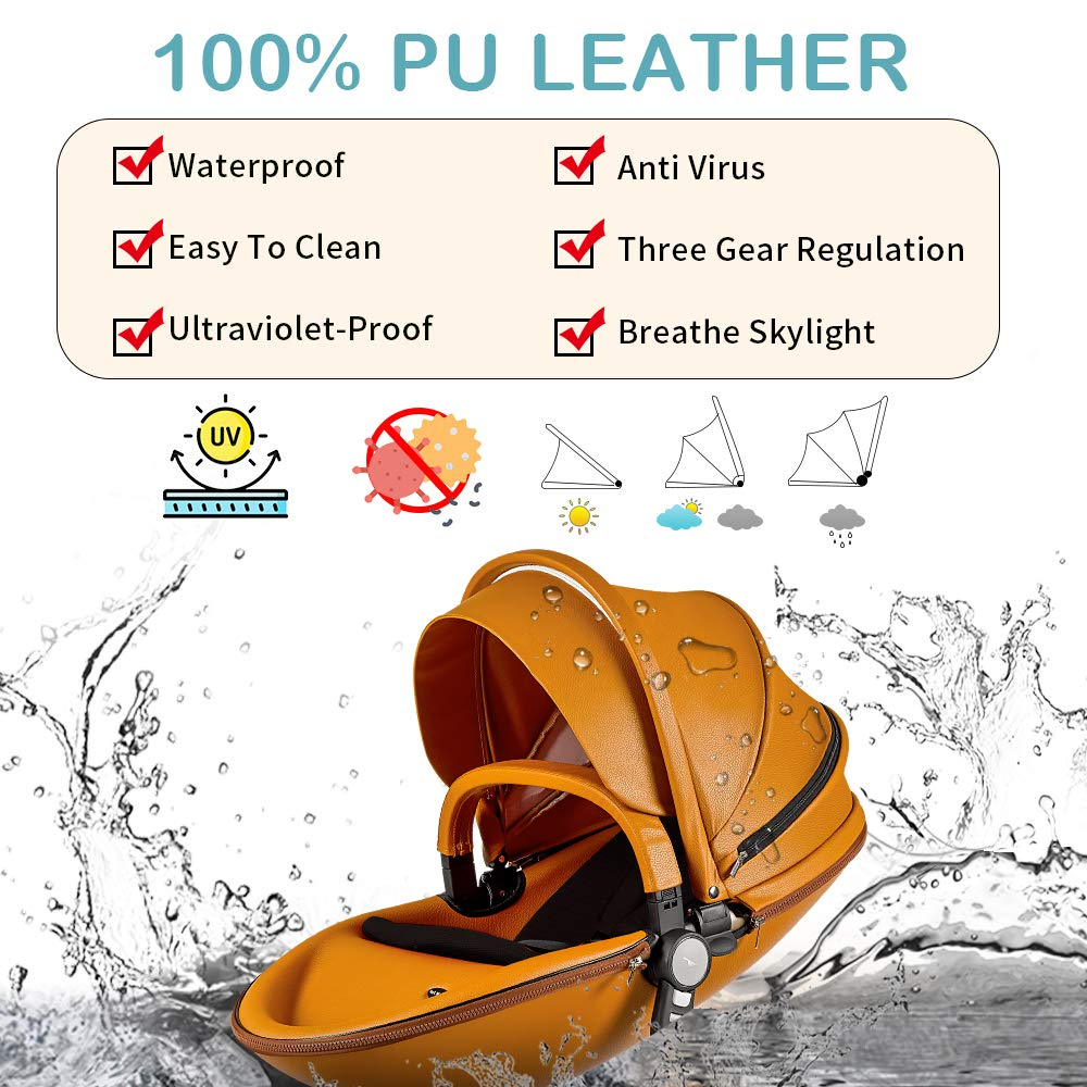 Baby Stroller: Baby Carriage with Adjustable Seat Height Angle and Four-Wheel Shock Absorption,ReversibleHigh Landscape and Fashional Pram (Grid)