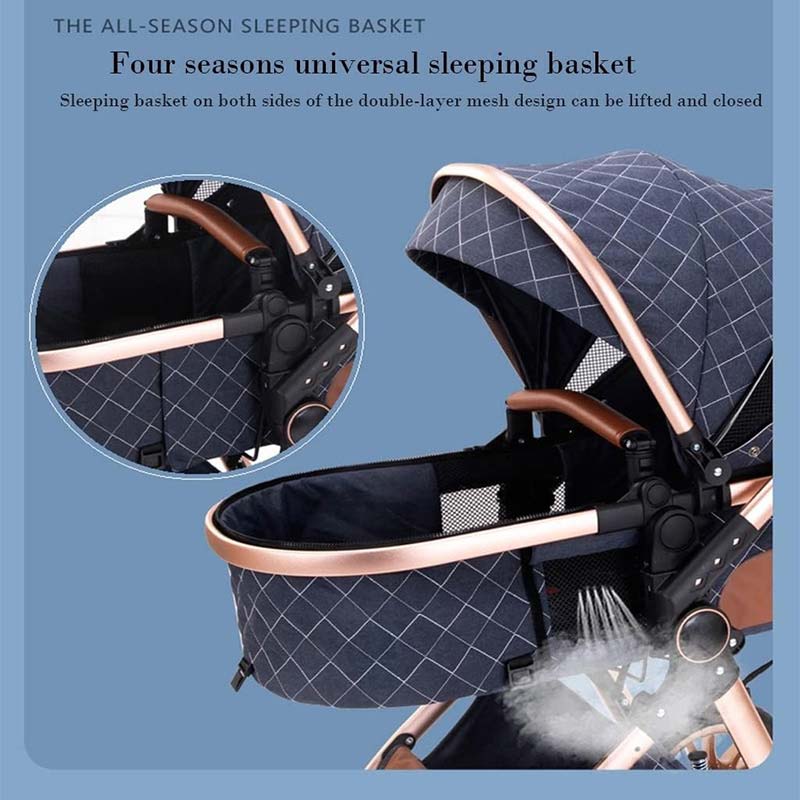 High Landscape Baby Stroller 3 in 1 Travel Luxury Pram Shock-Resistant Pushchair
