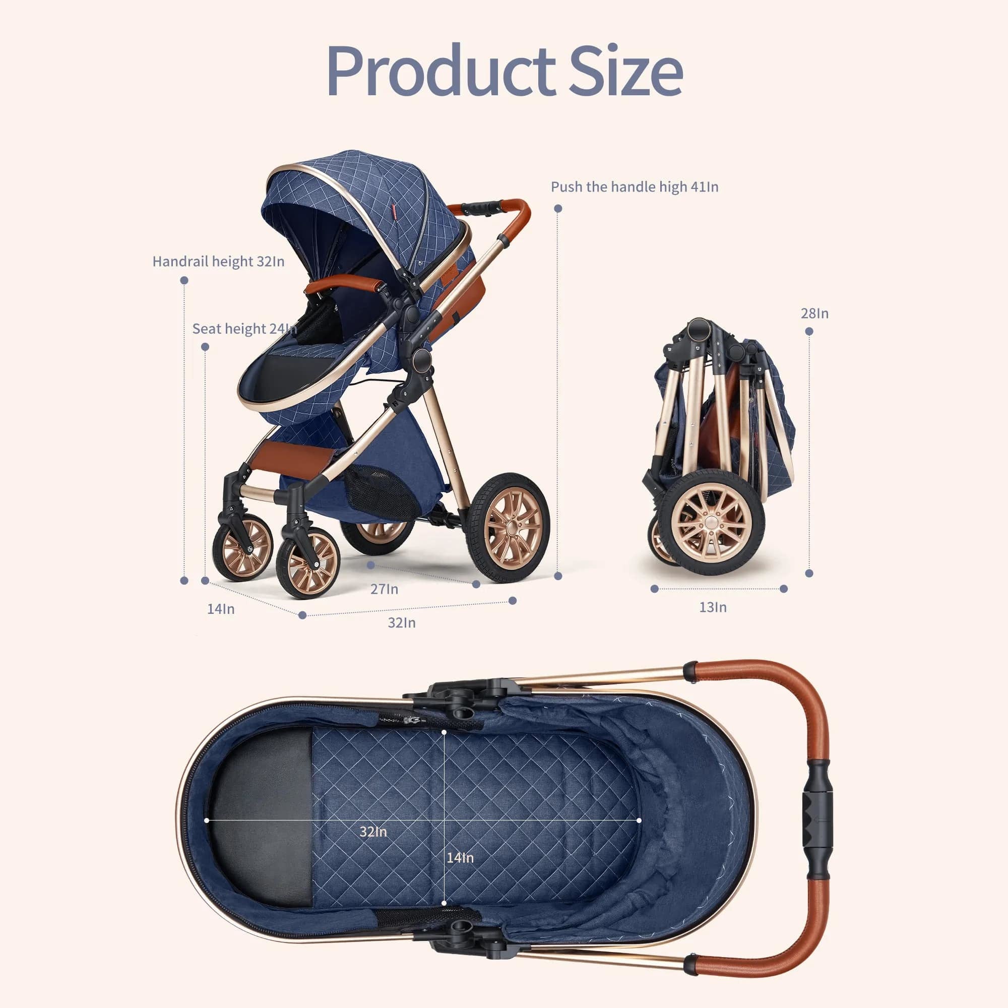 3 in 1 Luxury Baby Stroller (Free Car Seat)
