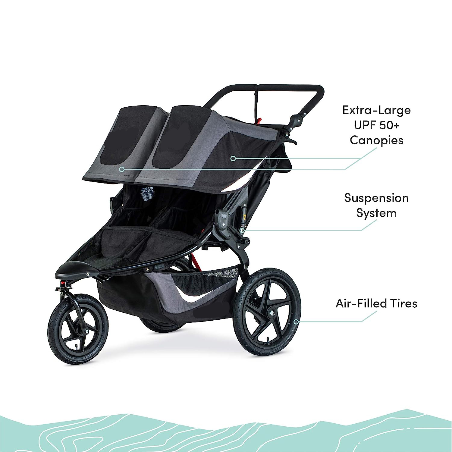 Gear Revolution Flex 3.0 Jogging Stroller, Lunar - Ultra-Reflective Accents