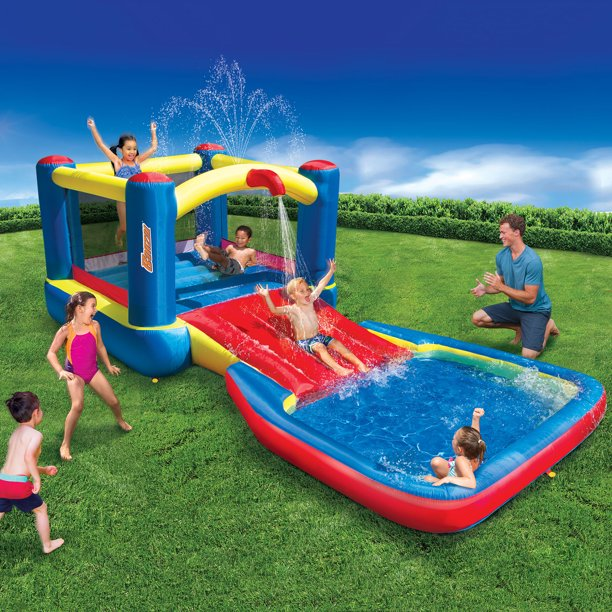 Banzai 2-in-1 Dry or Wet Inflatable Bouncer & Slide- for Kids Ages 5-12