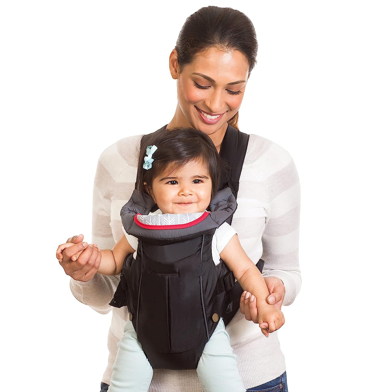 Classic Carrier with Pocket - 2 Ways to Carry Black Carrier with Wonder Bib & Essentials Storage Front Pocket, Adjustable Back Strap, 1-Piece