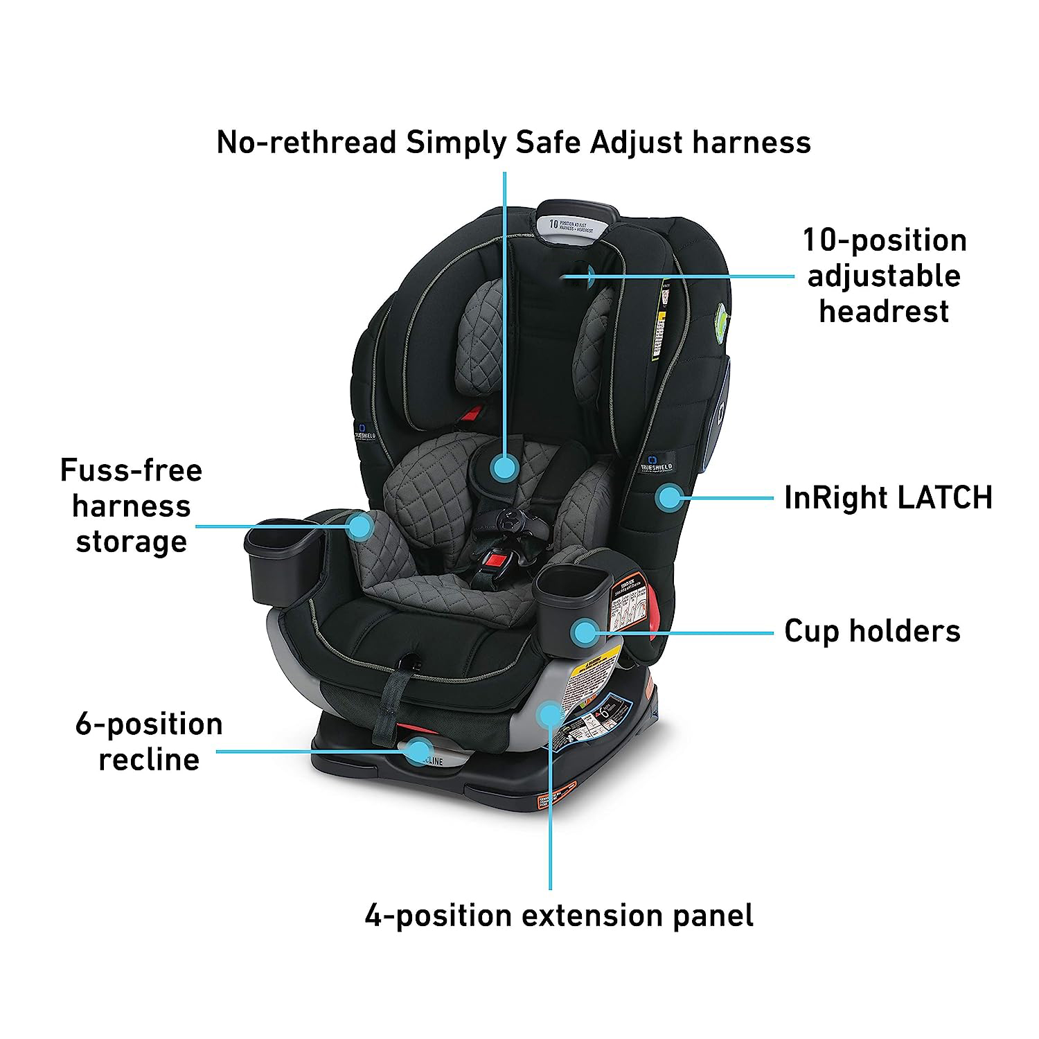 Extend2Fit Convertible Car Seat, Ride Rear Facing Longer with Extend2Fit, Gotham