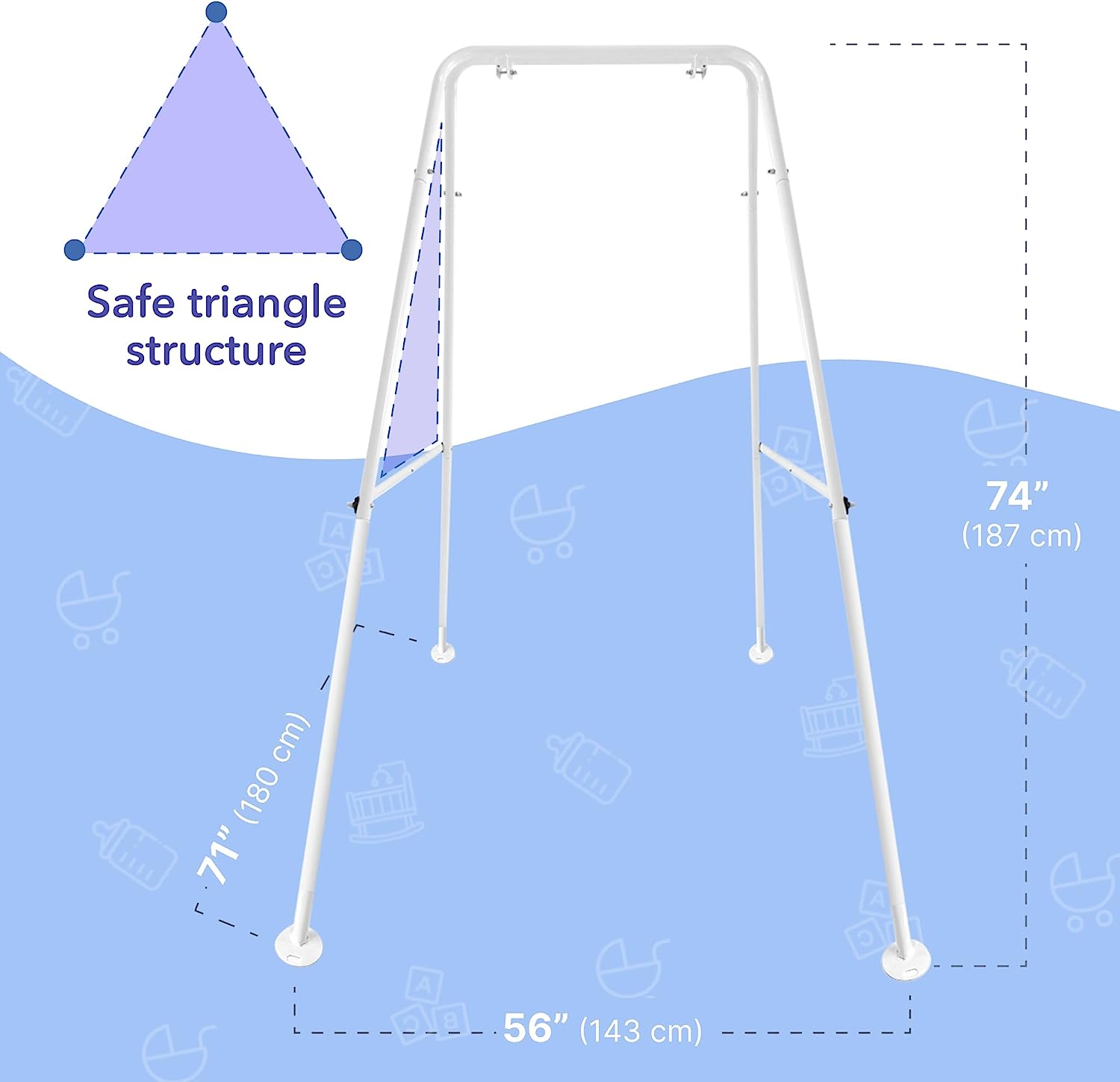 Canvas Baby Swing, Wooden Hanging Swing Seat Chair with Safety Belt, Durable Baby Hammock Chair, Outdoor and Indoor Swing for Kids, Mounting Hardware Included, Ivory