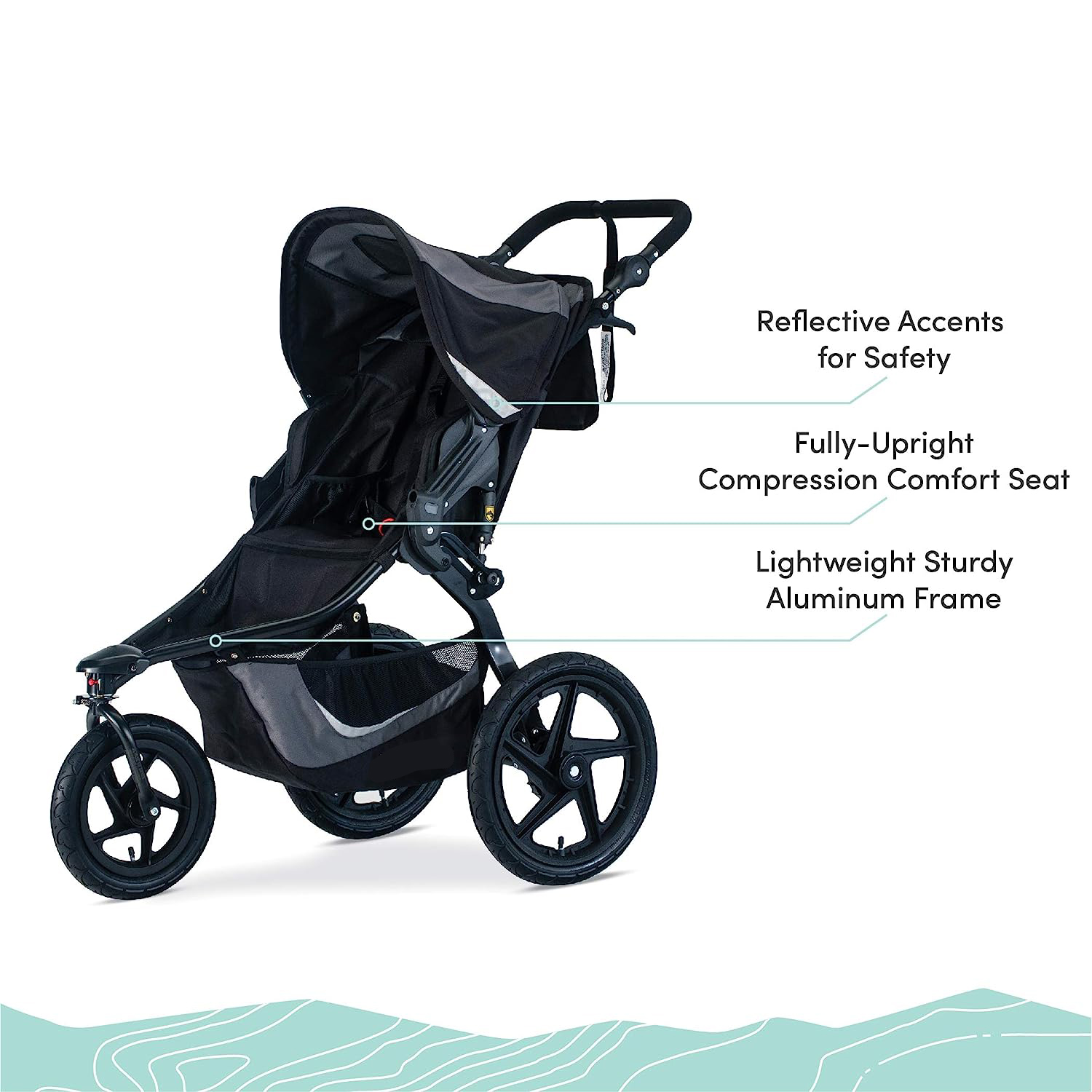Gear Revolution Flex 3.0 Jogging Stroller, Lunar - Ultra-Reflective Accents