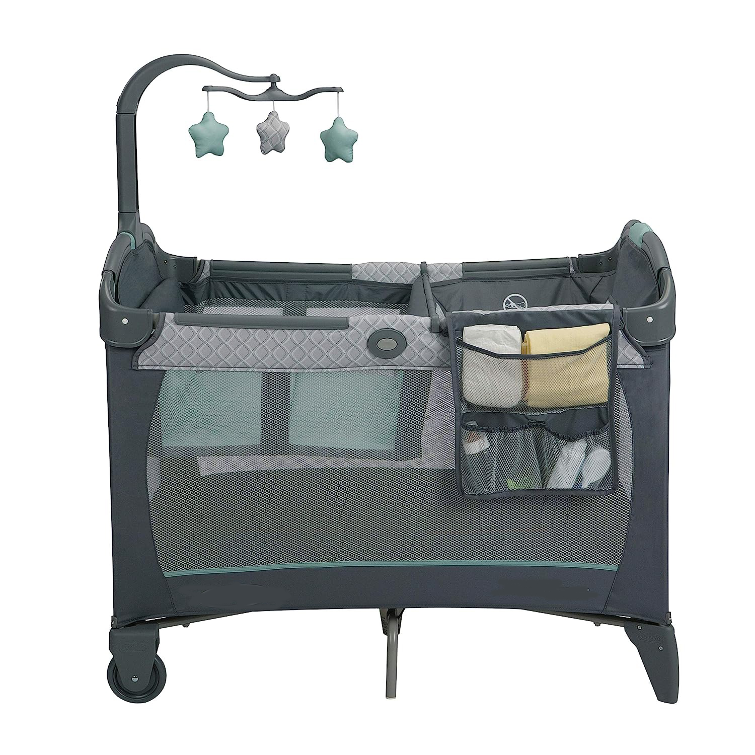Pack and Play Change 'n Carry Playard | Includes Portable Changing Pad, Manor, 40x28.5x29 Inch (Pack of 1)