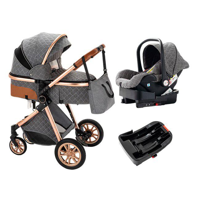 Grey Premium 3-in-1 Baby Stroller