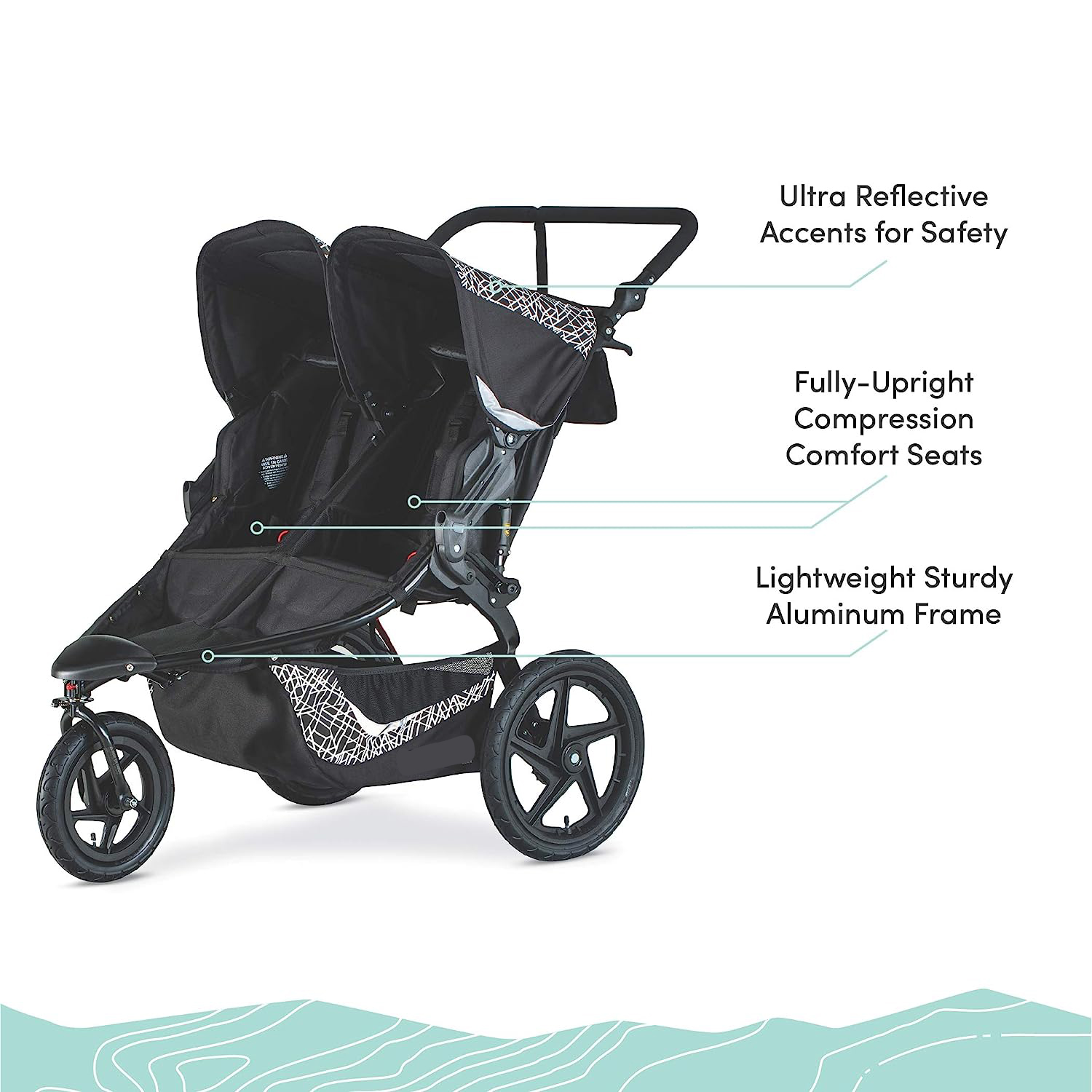 Gear Revolution Flex 3.0 Jogging Stroller, Lunar - Ultra-Reflective Accents