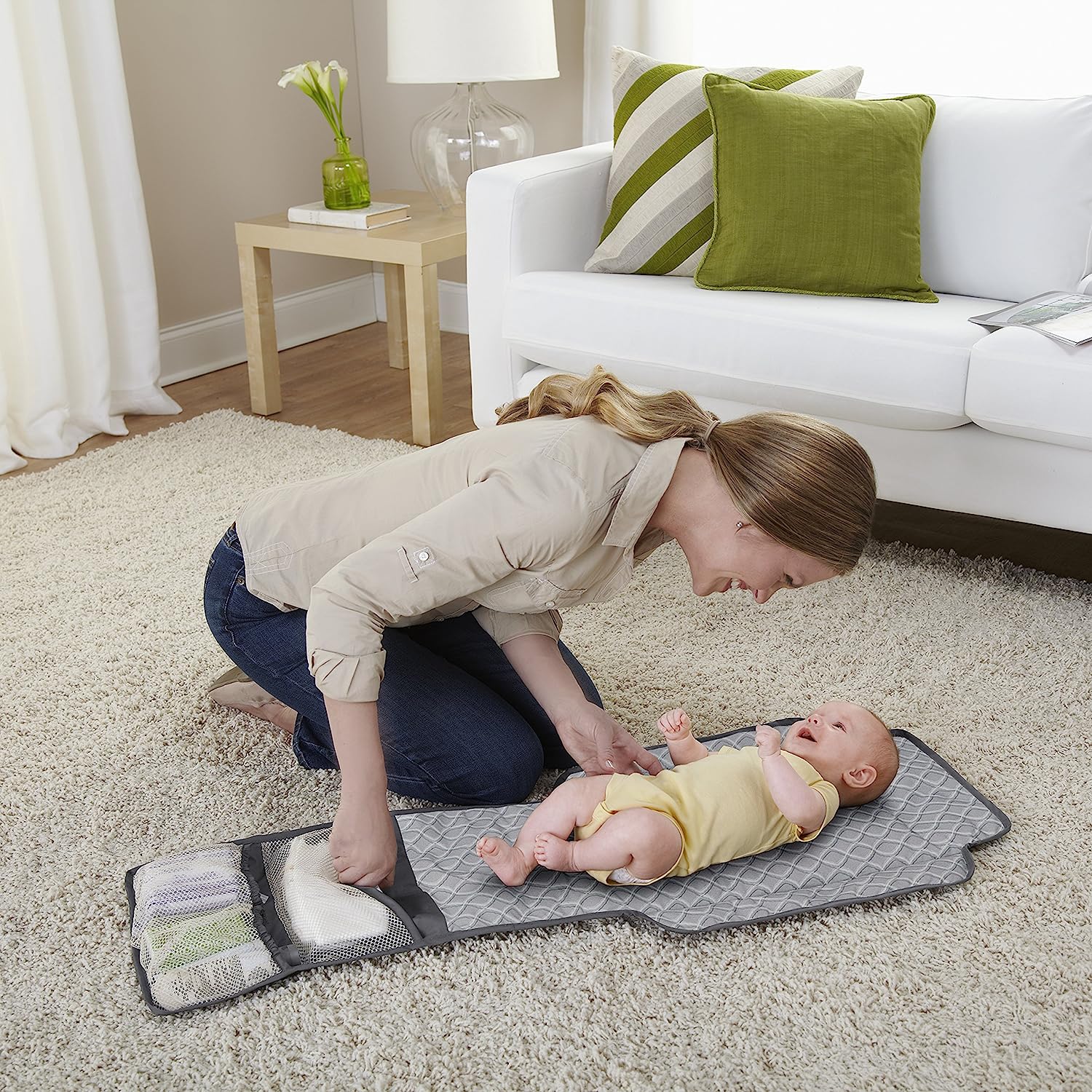 Pack and Play Change 'n Carry Playard | Includes Portable Changing Pad, Manor, 40x28.5x29 Inch (Pack of 1)