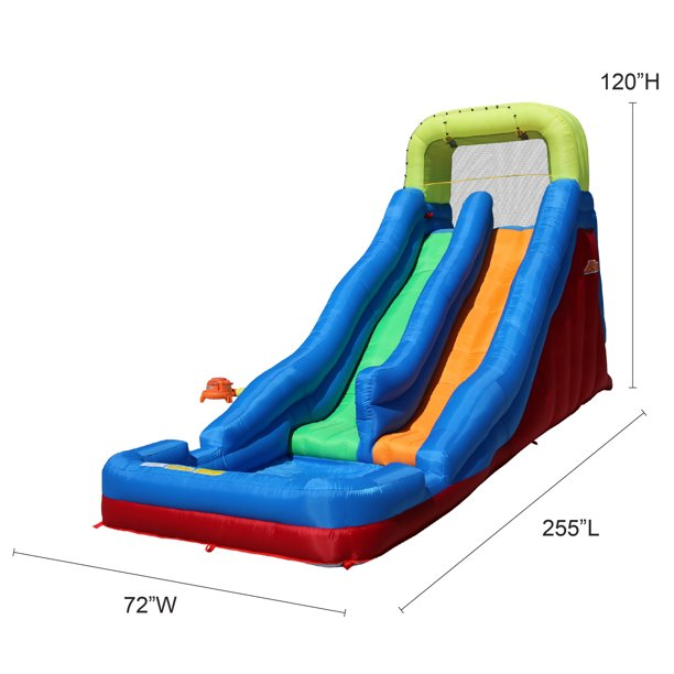 BANZAI Double Drop Raceway Large Inflatable Water Park Play Center - Dual Racing Water Slides & Climbing Wall - Outdoor Summer Fun For Kids & Families