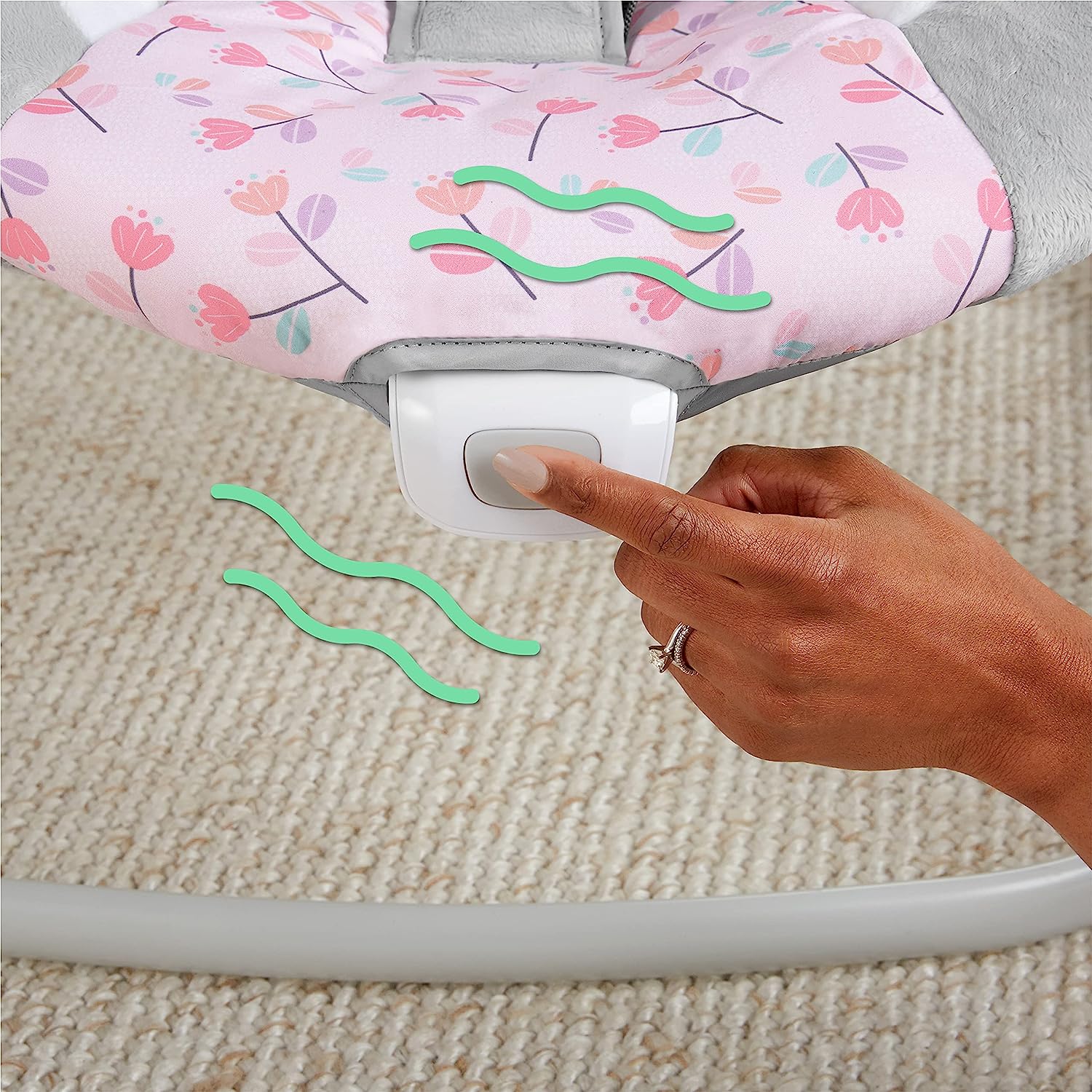 Lightweight Compact 6-Speed Multi-Direction Baby Swing, Vibrations & Nature Sounds, 0-9 Months 6-20 lbs (Pink Cassidy)