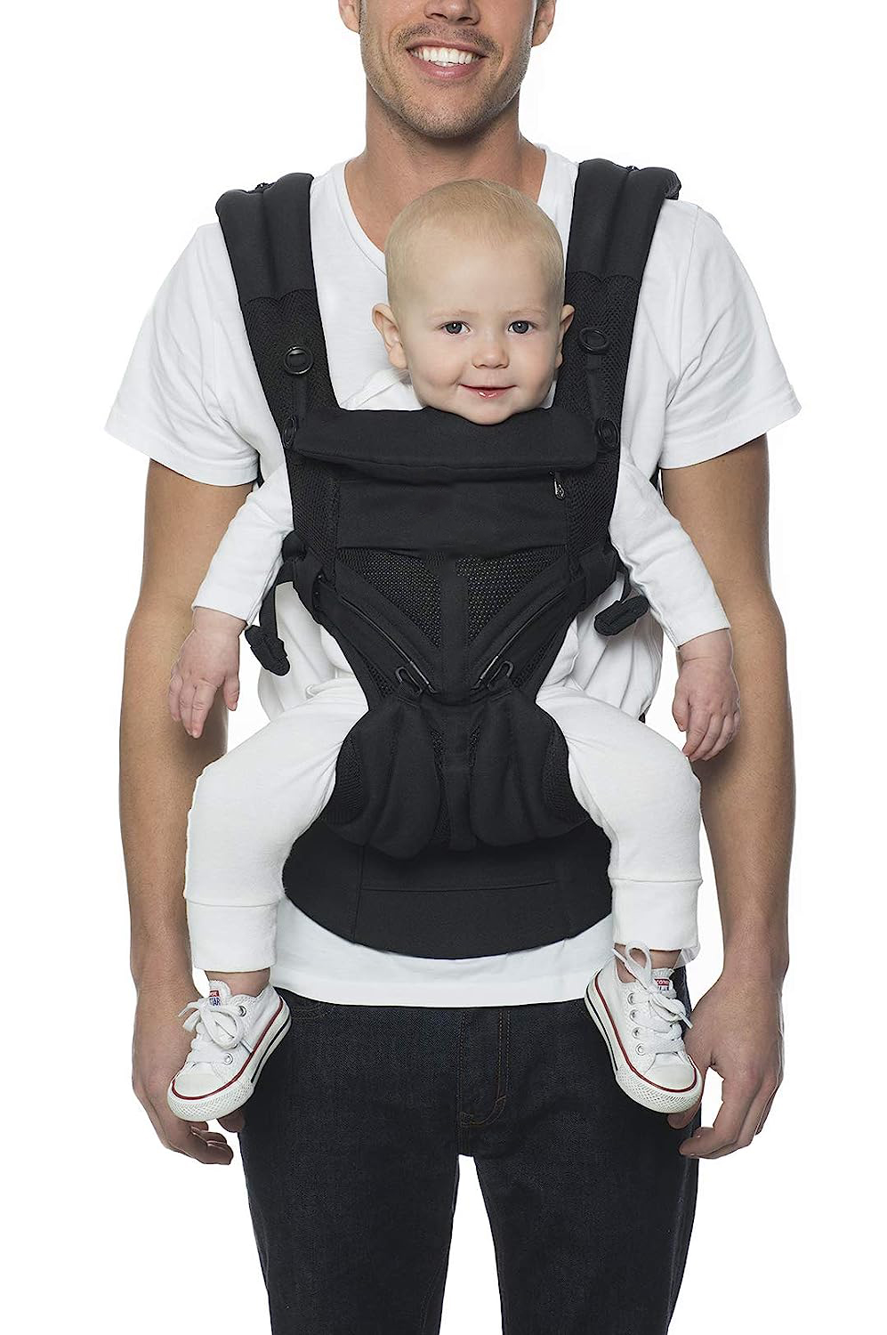 360 All-Position Baby Carrier for Newborn to Toddler with Lumbar Support & Cool Air Mesh (7-45 Lb), Pearl Grey