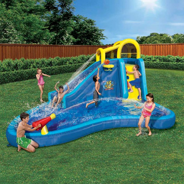 Banzai Inflatable Big Blast Cannon Splash Slide Lagoon Pool Outdoor Water Park