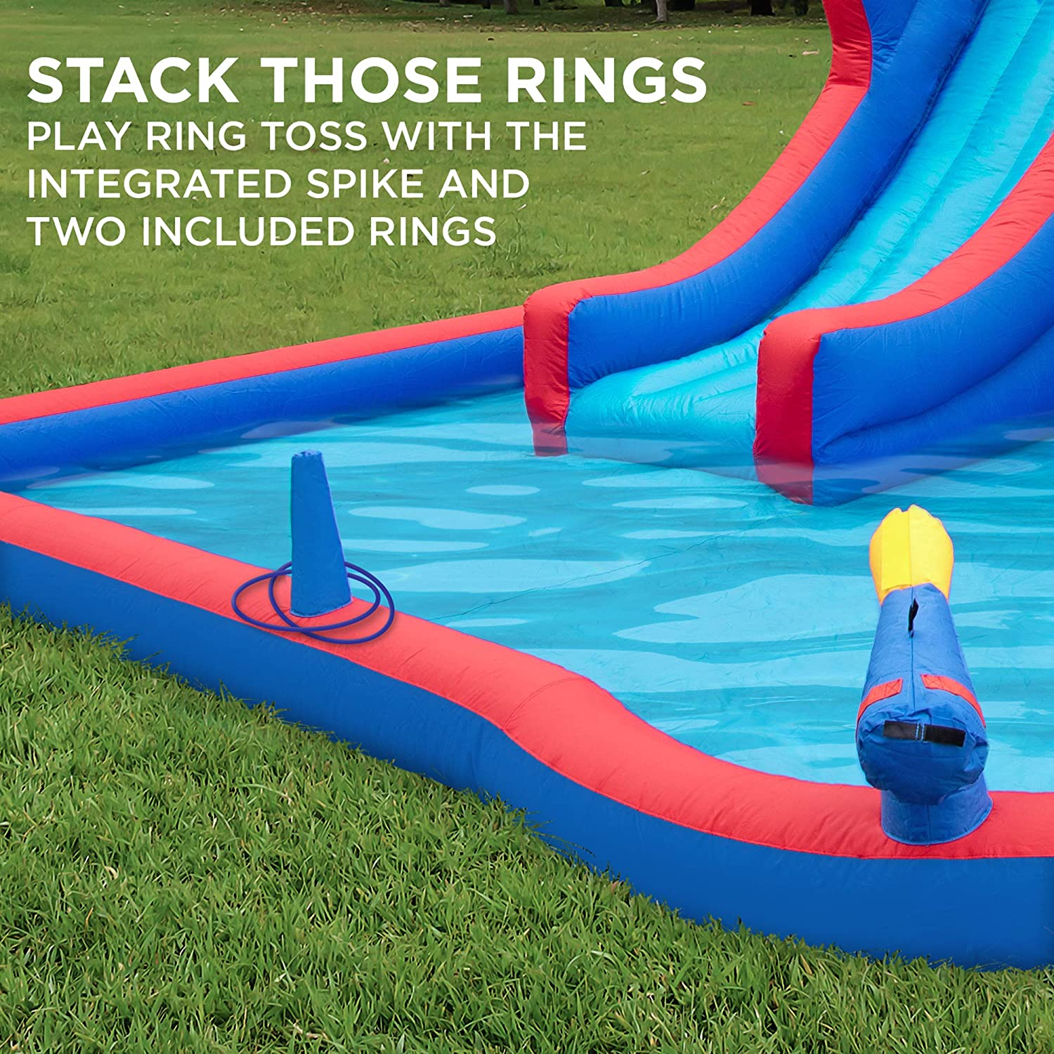 Deluxe Inflatable Water Slide Park C Heavy-Duty Nylon Bounce House for Outdoor Fun - Climbing Wall, Slide, Bouncer & Splash Pool C Easy to Set Up & Inflate with Included Air Pump & Carrying Case