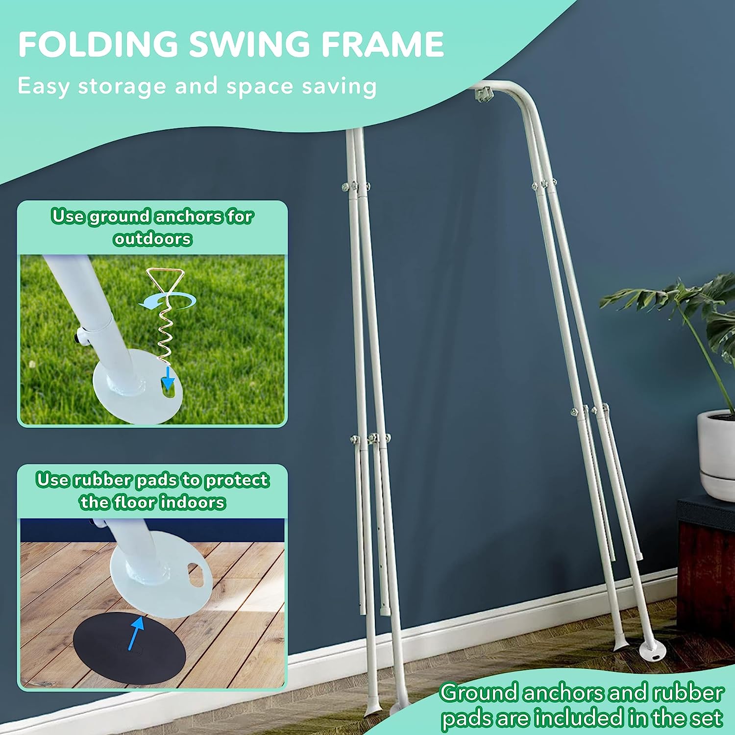 Canvas Baby Swing, Wooden Hanging Swing Seat Chair with Safety Belt, Durable Baby Hammock Chair, Outdoor and Indoor Swing for Kids, Mounting Hardware Included, Ivory