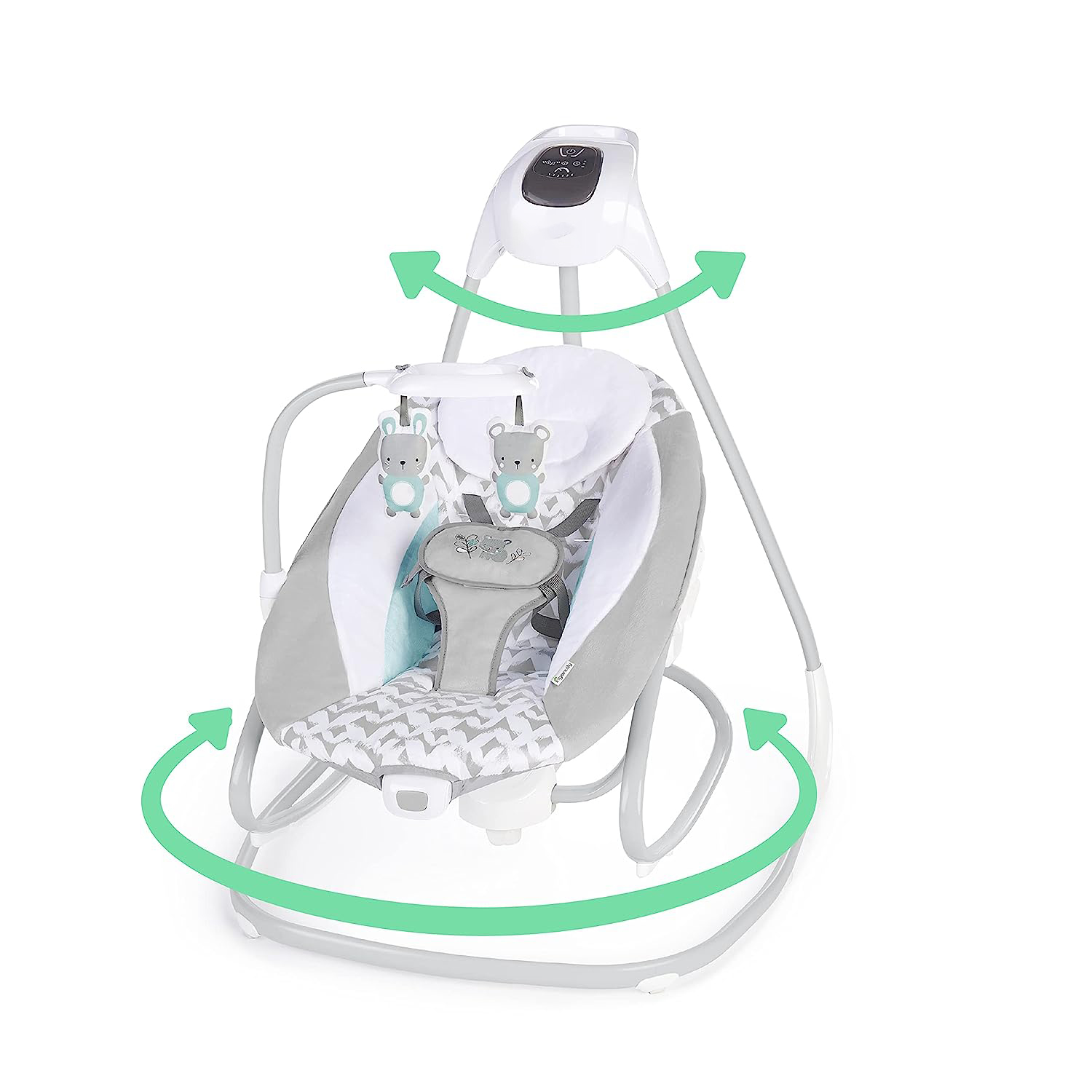 Lightweight Compact 6-Speed Multi-Direction Baby Swing, Vibrations & Nature Sounds, 0-9 Months 6-20 lbs (Pink Cassidy)