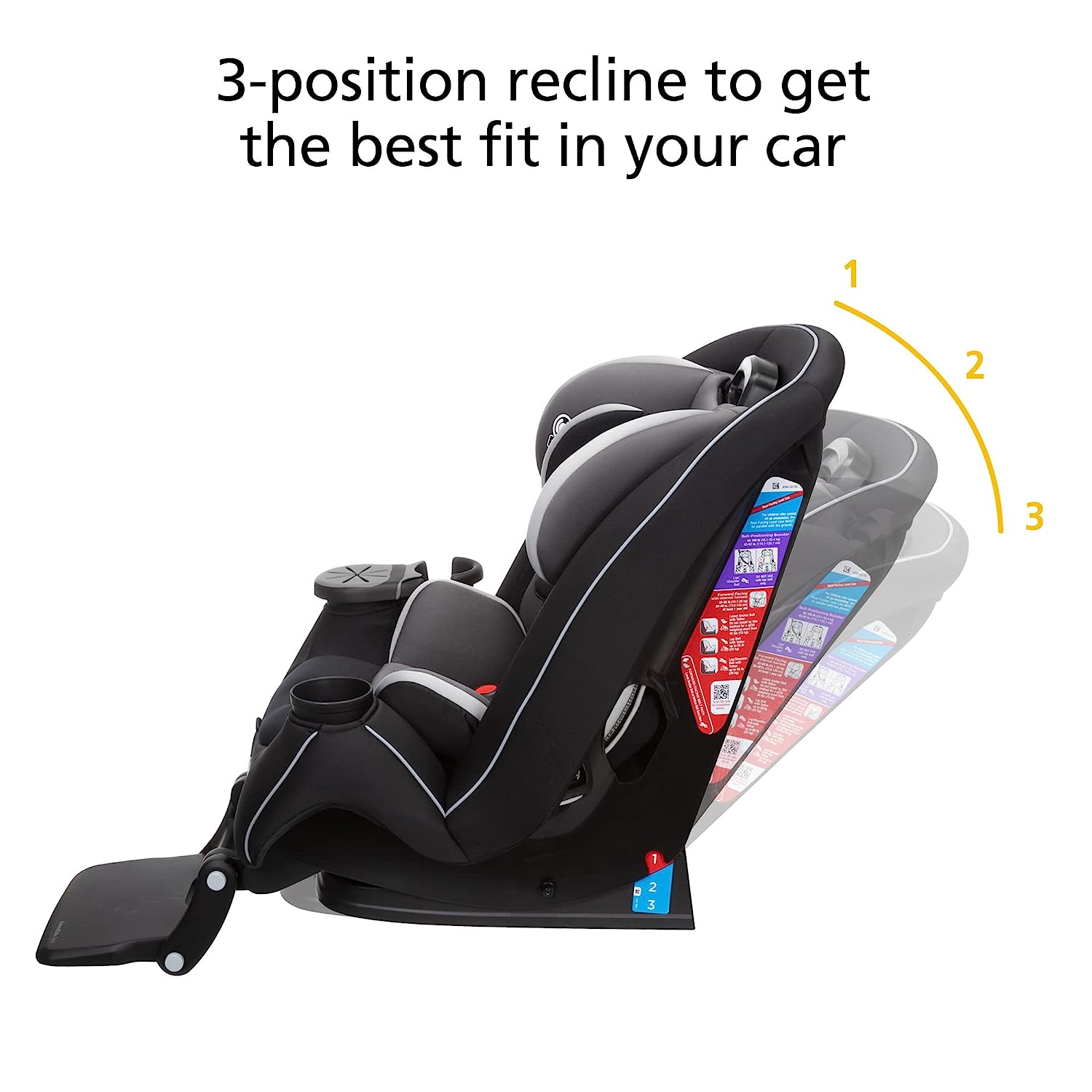 Safety 1st Grow and Go All-in-One Convertible Car Seat, Rear-facing 5-40 pounds, Forward-facing 22-65 pounds, and Belt-positioning booster 40-100 pounds, Carbon Wave