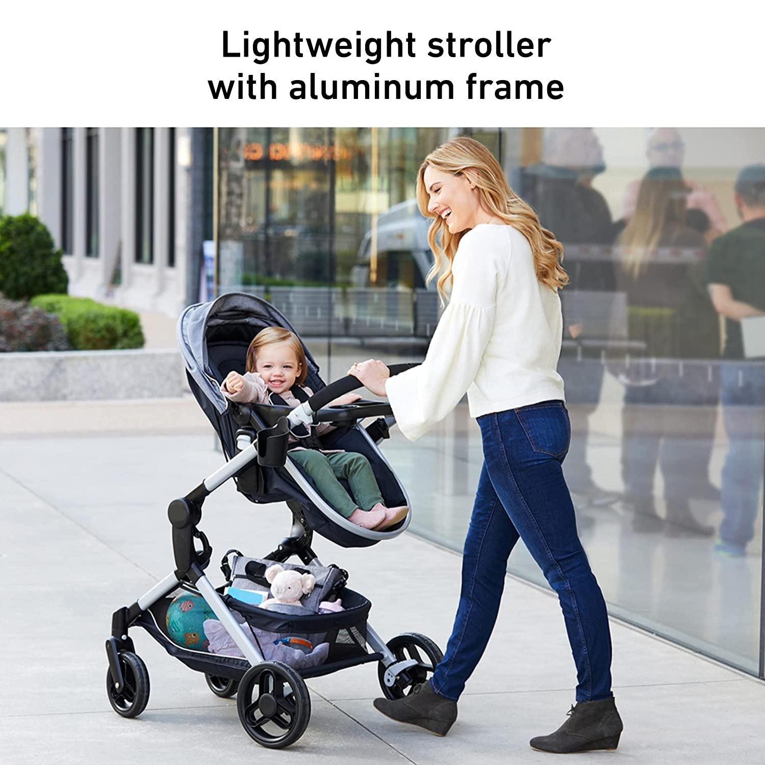 Modes Pramette Stroller, Baby Stroller with True Pram Mode, Reversible Seat, One Hand Fold, Extra Storage, Child Tray, Pierce