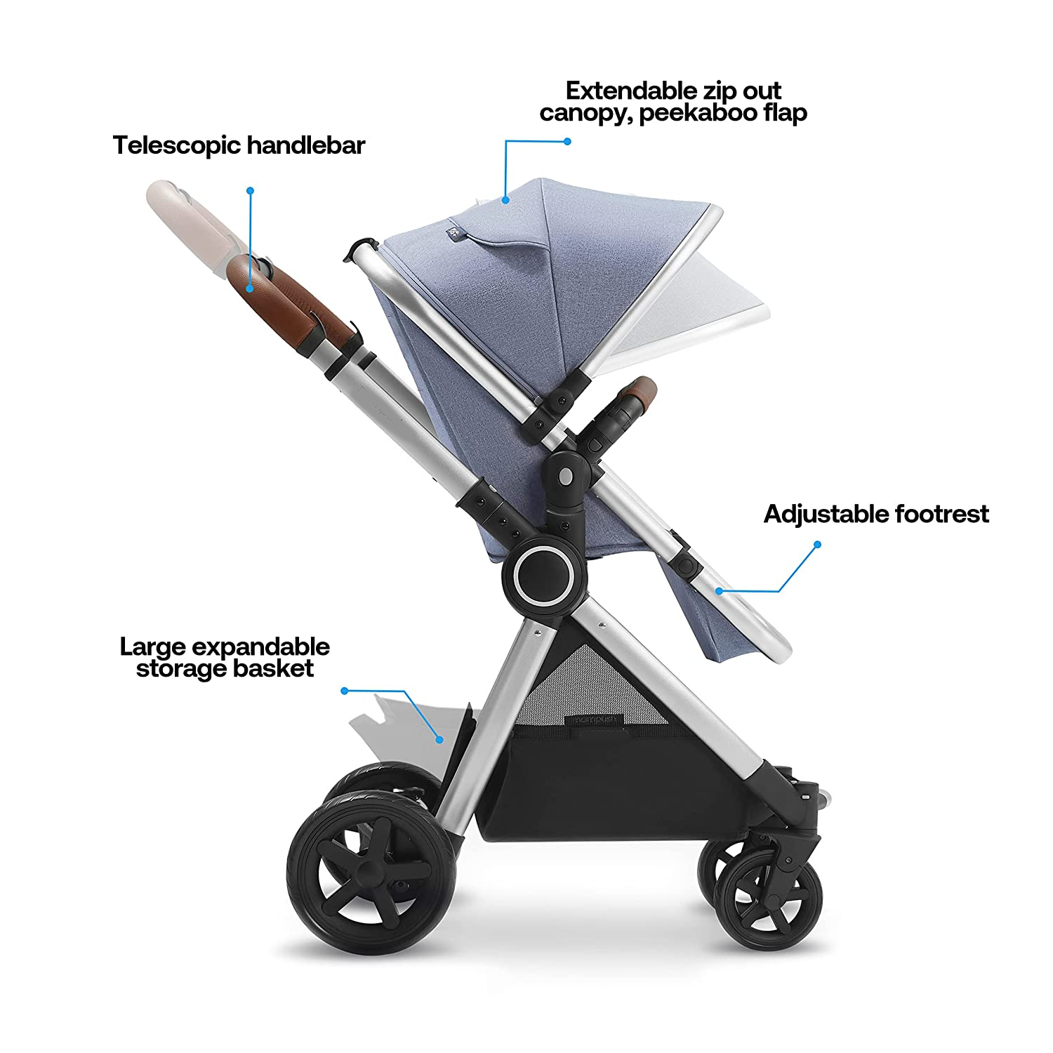 Baby Stroller with Removable Bassinet - Full-Size Baby Strollers for Comfortable Outings with Baby - Toddler Stroller with Reversible Stroller Seat - Smooth Glide Bassinet Stroller