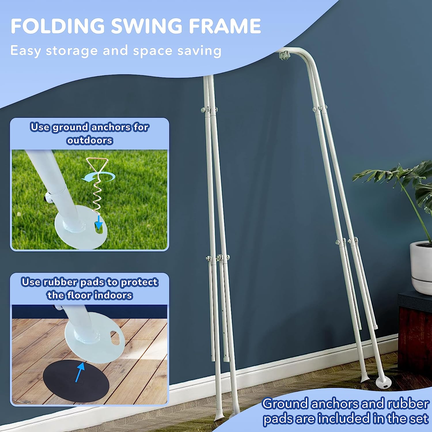 Canvas Baby Swing, Wooden Hanging Swing Seat Chair with Safety Belt, Durable Baby Hammock Chair, Outdoor and Indoor Swing for Kids, Mounting Hardware Included, Ivory