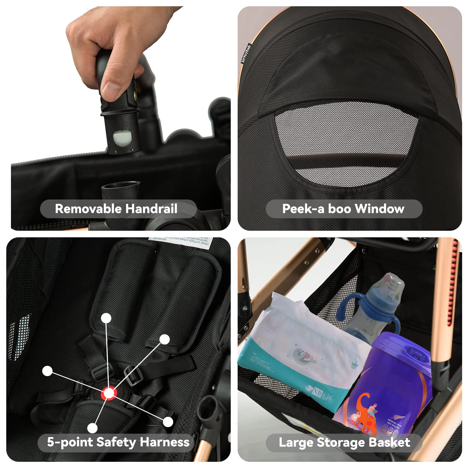 Baby Stroller - 2 in 1 High Landscape Convertible Stroller with Reversible Seat | Foldable Aluminum Alloy Pram Anti-Shock Toddler Pushchair Strollers for 0-36 Months Babies