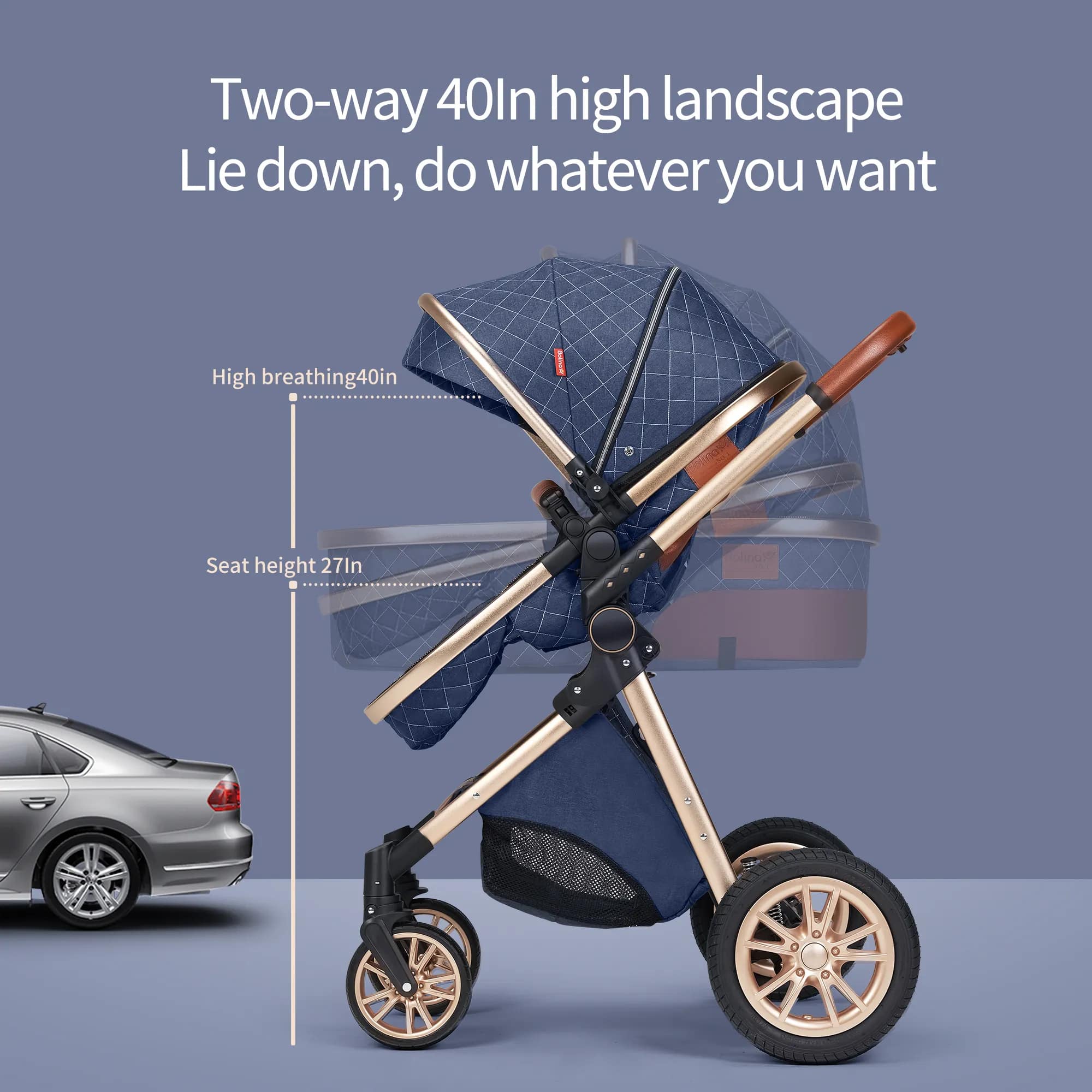 3 in 1 Luxury Baby Stroller (Free Car Seat)