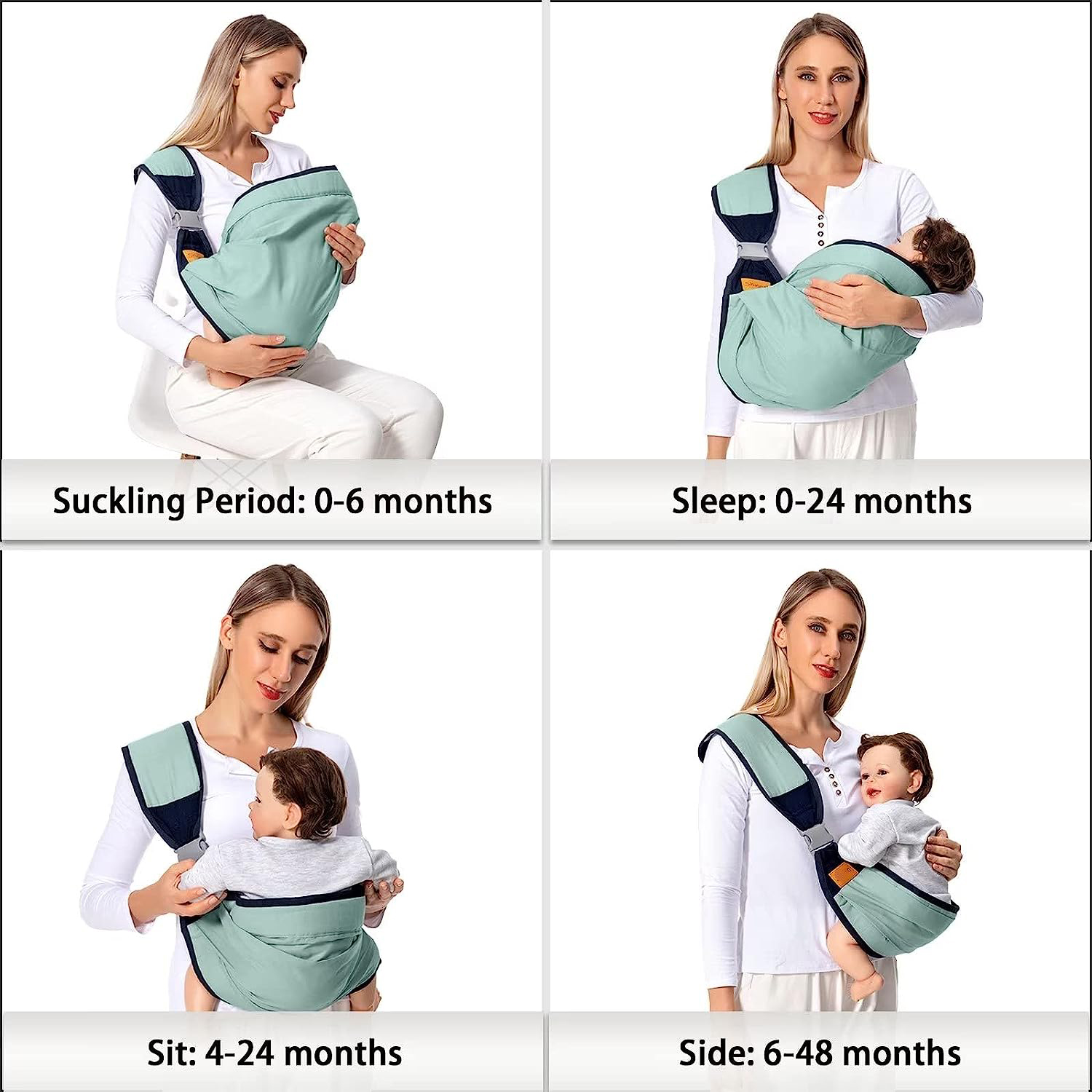 Baby Sling Carrier Newborn to Toddler, Lightweight Baby Carrier Sling, Baby Wrap Sling, Baby Hip Seat Carrier for Toddler Sling, Baby Holder Carrier, Nursing Sling, Carrying 7-45 lbs, Grey