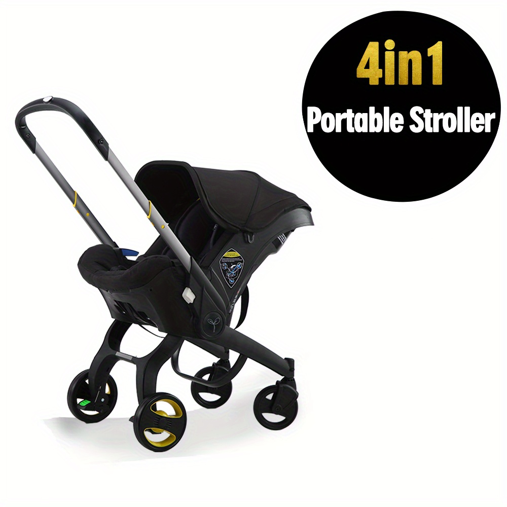 Newborn Baby 4-in-1 Foldable Stroller With One-click Car Collection, Infant Car Seat, Baby Stroller,Black