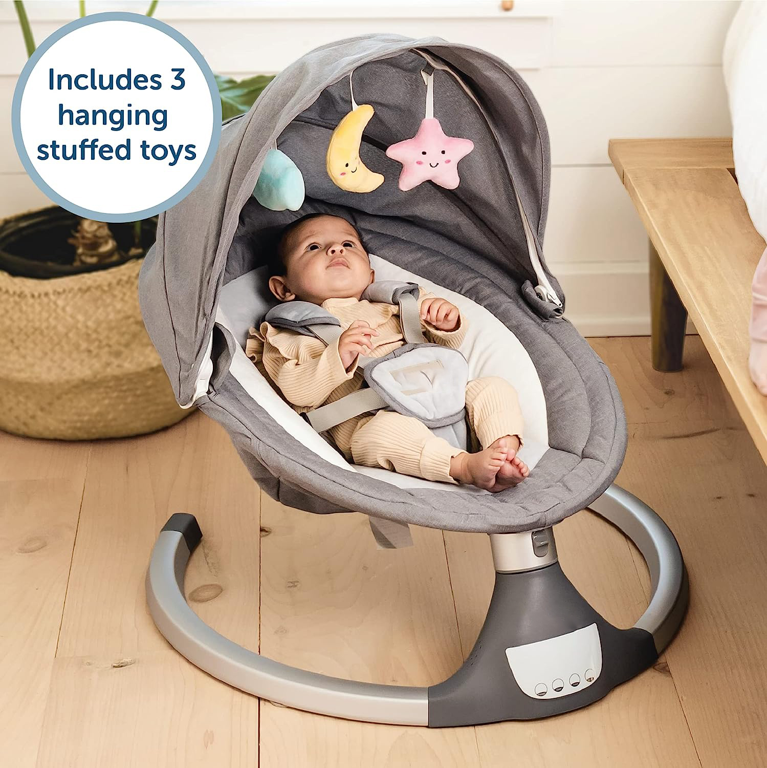 Baby Swing for Newborns - Electric Motorized Infant Swing, Bluetooth Music, 10 Preset Lullabies, Remote - Jool Baby