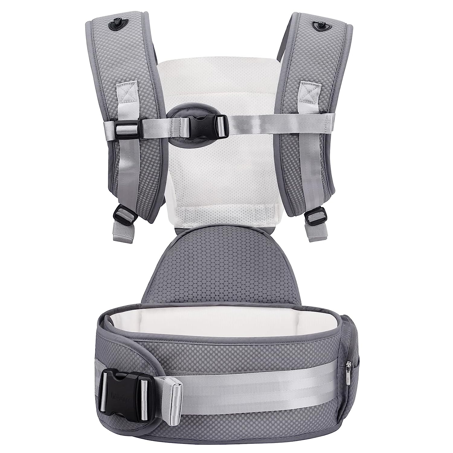 Baby Carrier Newborn to Toddler Baby Hip Carrier with Head Hood,Waist Extender & 3 Pieces Teething Pads (Grey)