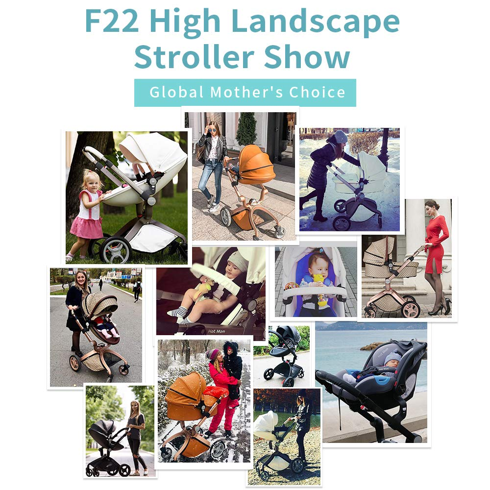 Baby Stroller: Baby Carriage with Adjustable Seat Height Angle and Four-Wheel Shock Absorption,ReversibleHigh Landscape and Fashional Pram (Grid)