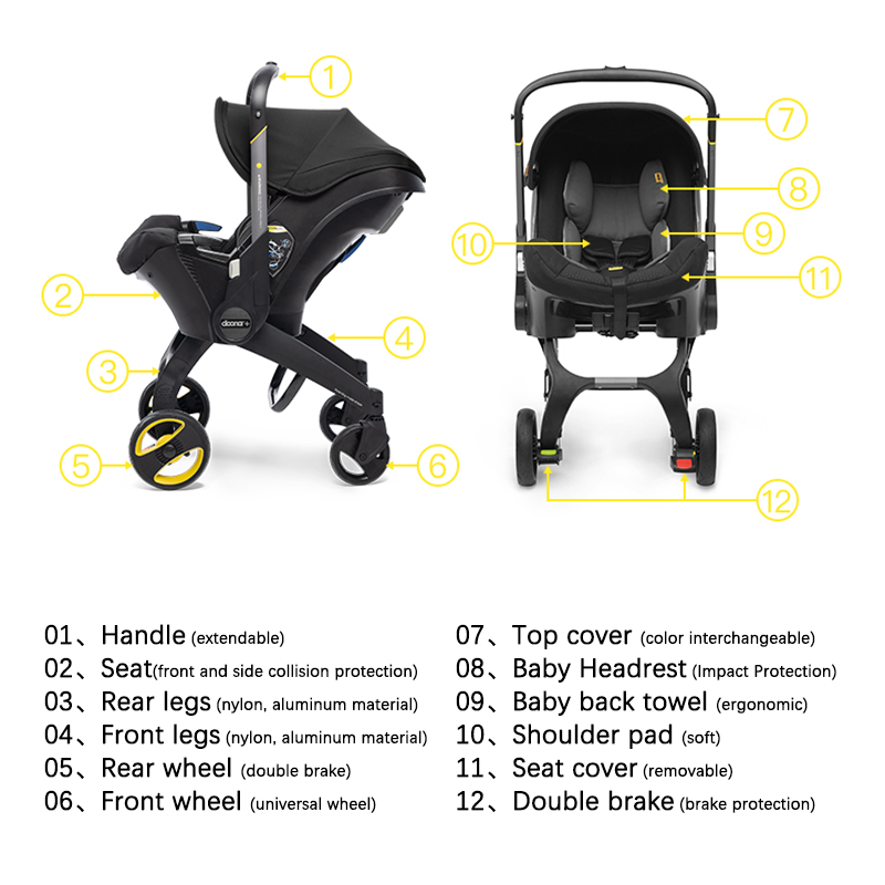 【Christmas discounts 🎄】Newborn 4-in-1 Folding Stroller with One-Touch Car Storage, Infant Car Seat