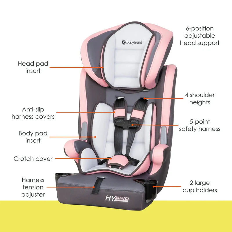 3-in-1 Lightweight Combination Booster Car Seat with Adjustable Height Positions, Side Impact Protection & Comfortable Arm Rests