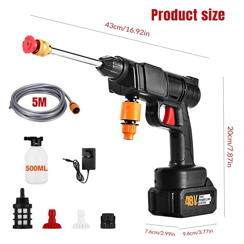 Portable Cordless Car Wash Spray Gun High Pressure Car Wash Jet Spray Head, Electric Cordless High Pressure Washer