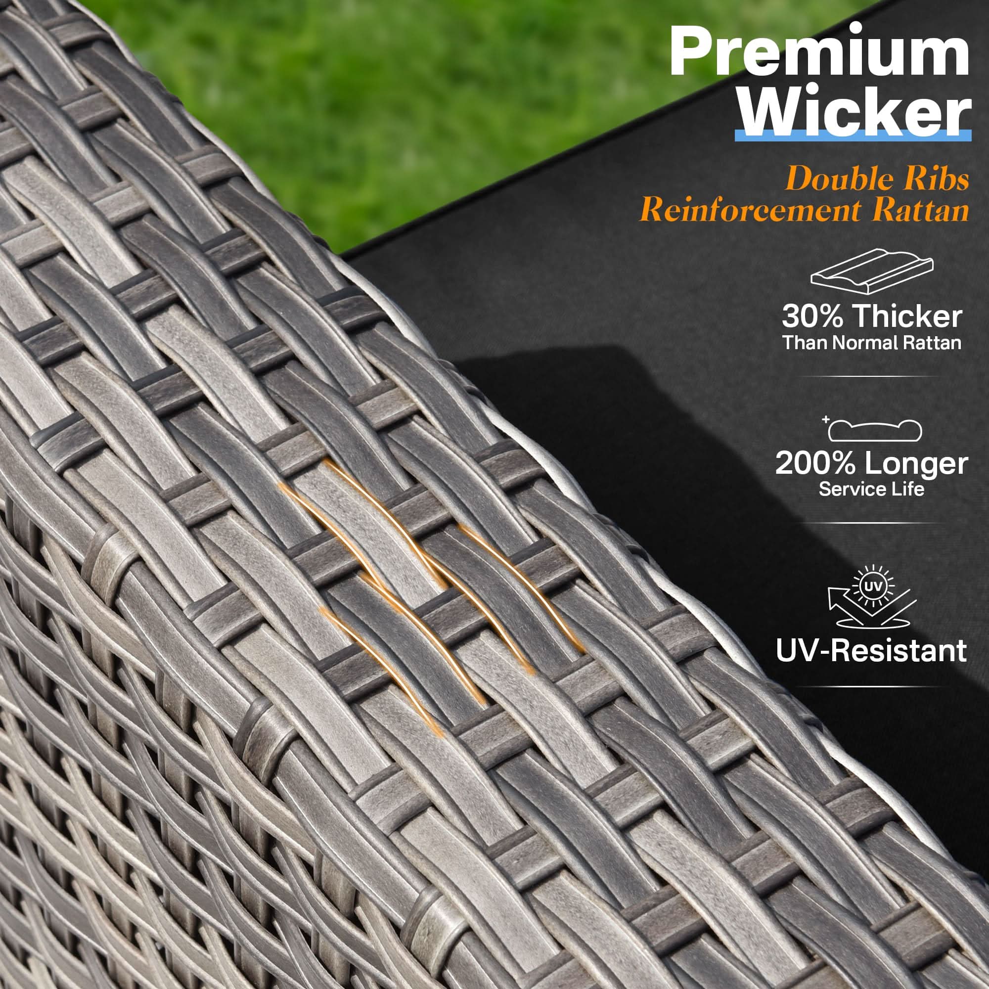 Ovios Outdoor 9 Piece Coversation Set with Swivel Rocking Chair,Sectional Patio Furniture Set with All-Weather Wicker Sofa