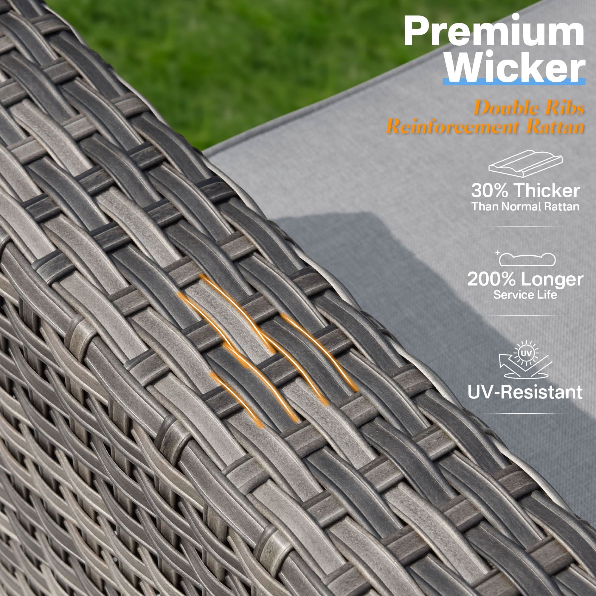 Ovios Outdoor 9 Piece Coversation Set with Swivel Rocking Chair,Sectional Patio Furniture Set with All-Weather Wicker Sofa