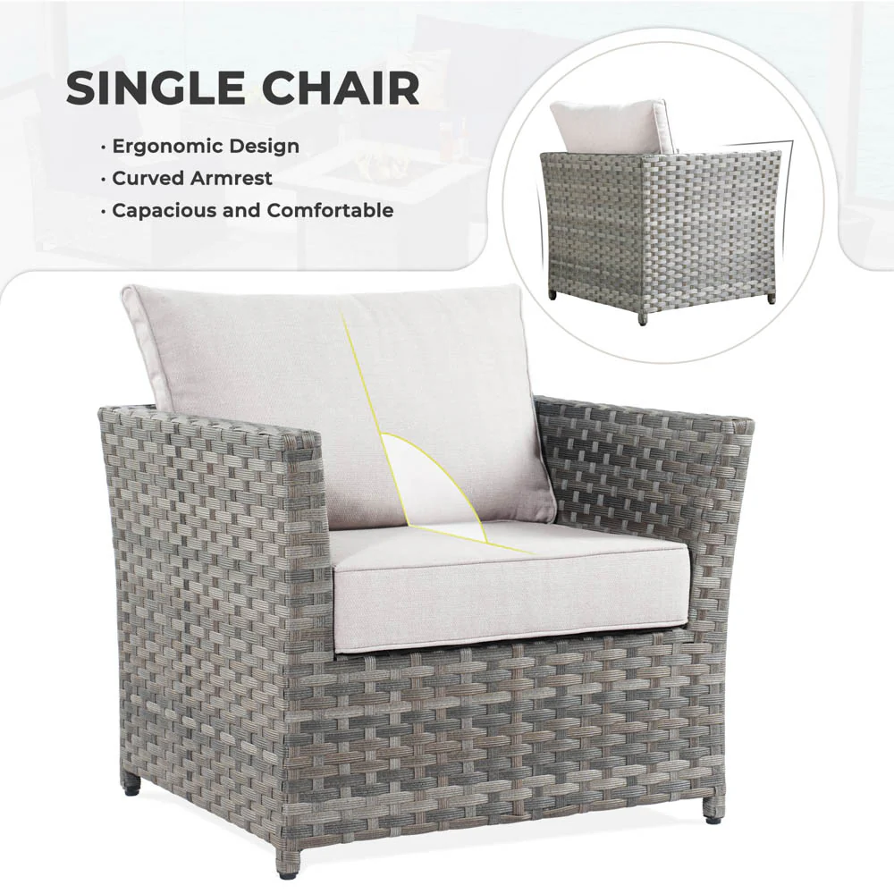 Ovios New Rimaru Series Patio Furniture Set 15-Piece include Swivel Chairs and 42