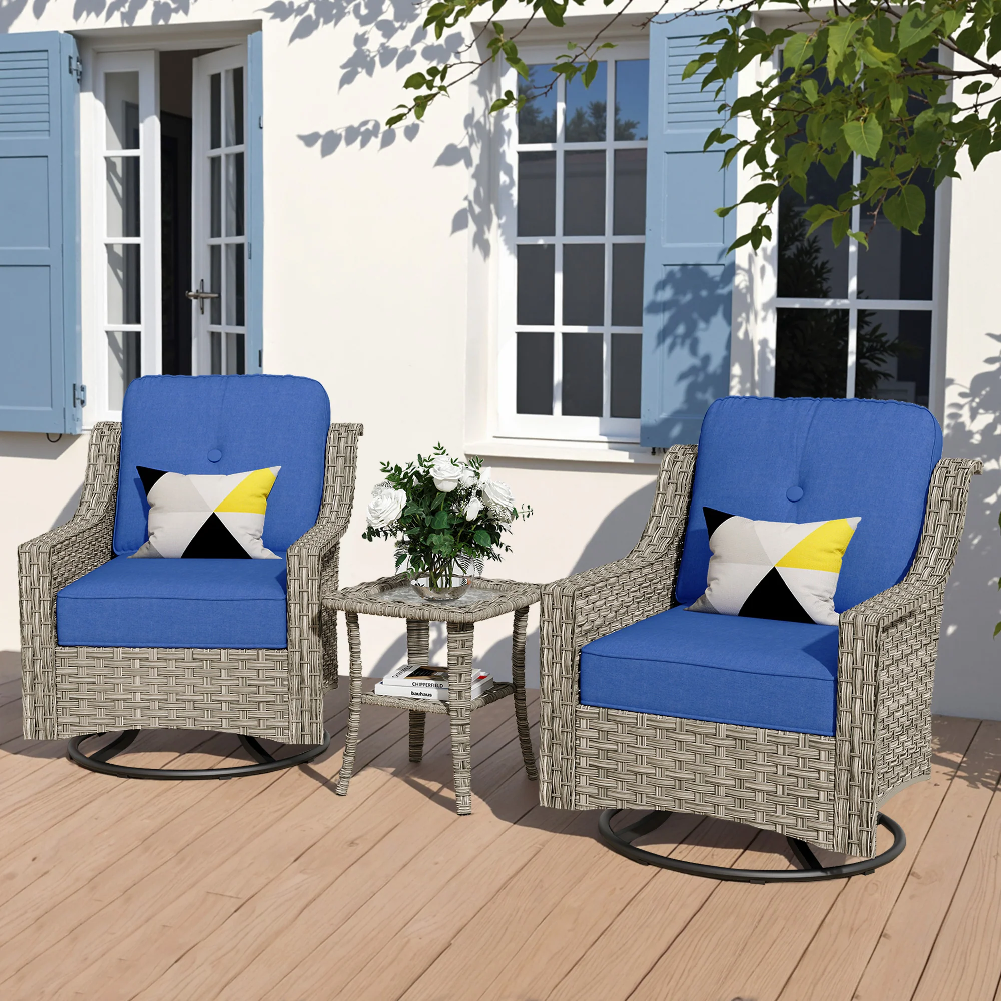 Ovios Conversation Set 3-Piece PAD Series,Swivel Chair