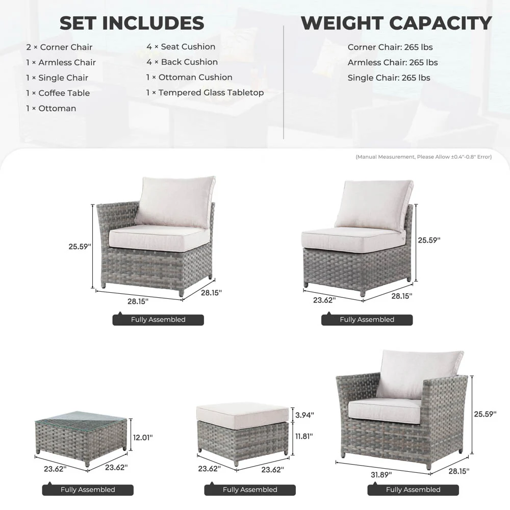 Ovios Patio Furniture Set New Rimaru 6-Piece, Fully Assembled