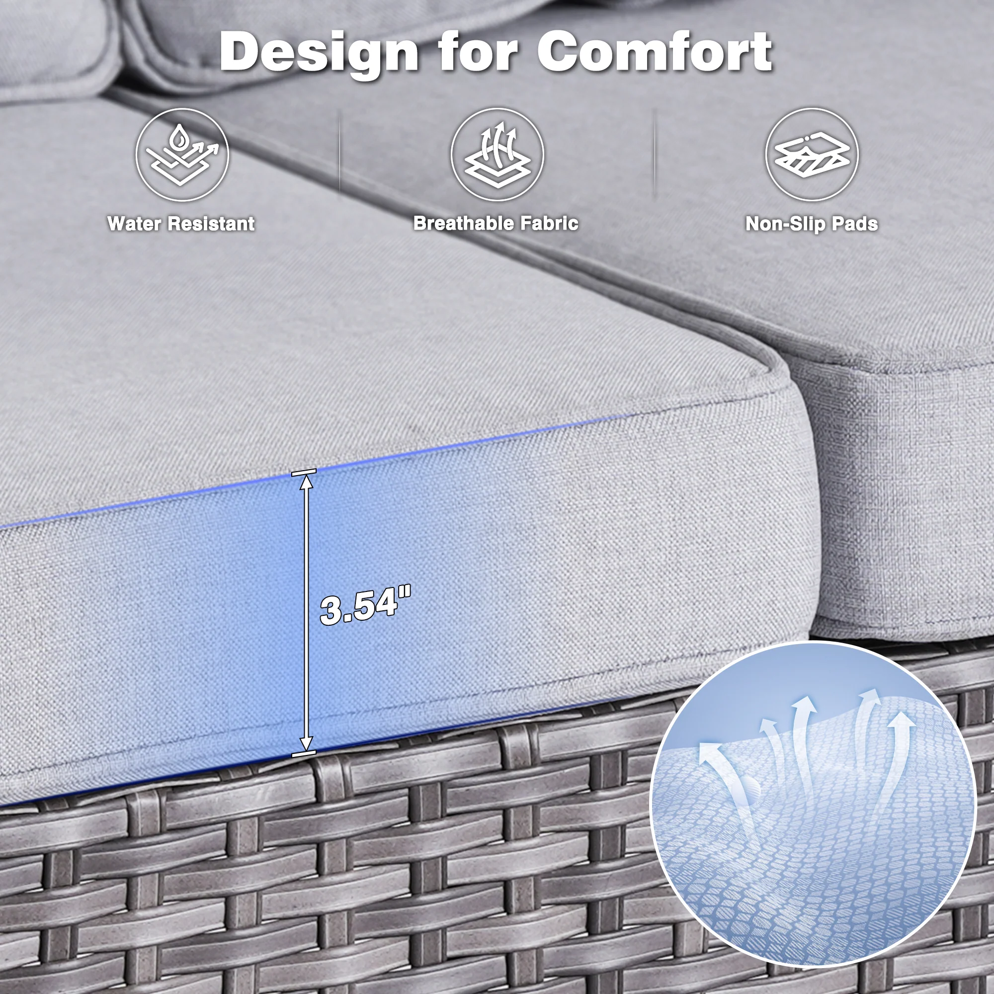 Ovios Outdoor Furniture 7-Piece with 42'' Fire Pit Table and Kenard 2 Rocking Chairs