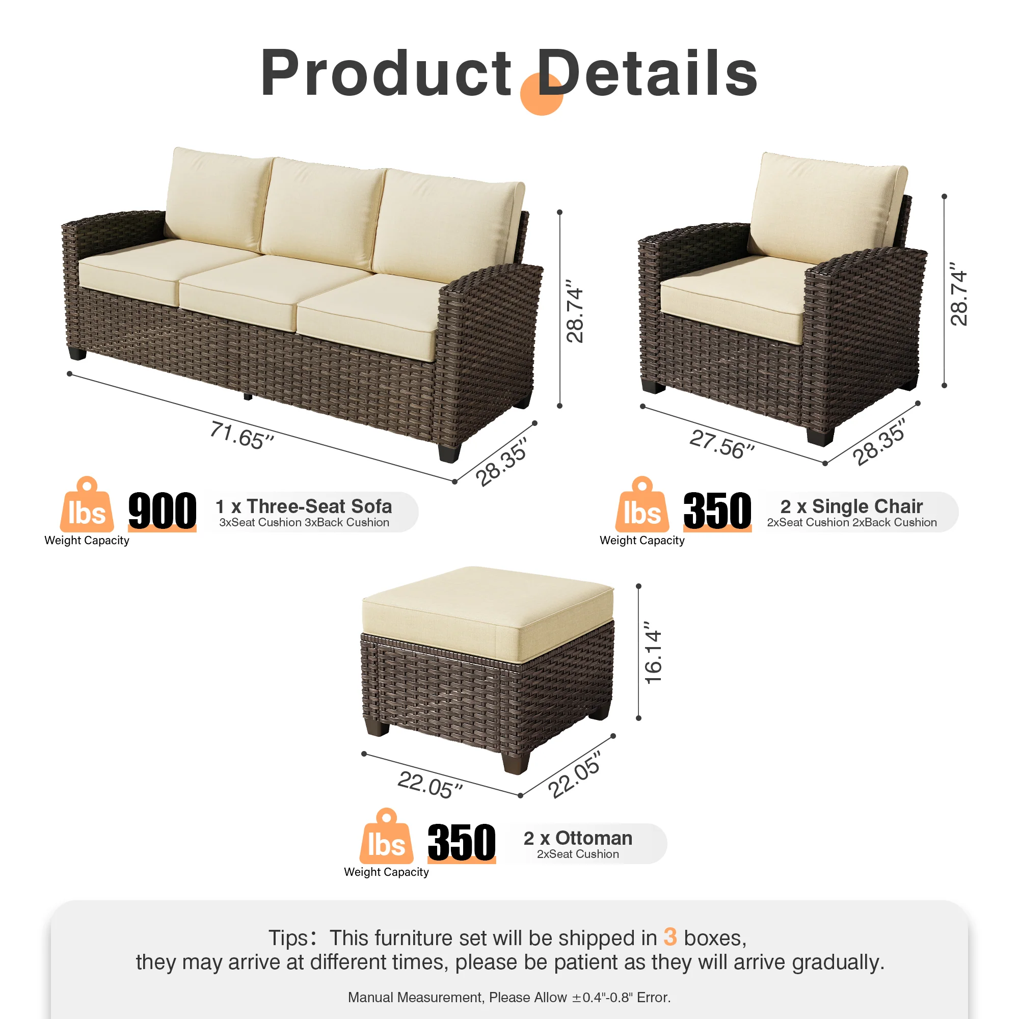 Ovios PRS Series Patio Conversation 5-Piece Set