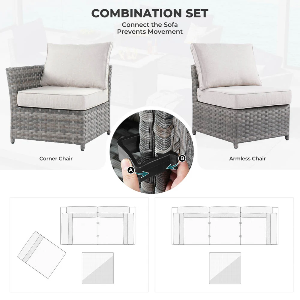 Ovios New Rimaru Series Patio Furniture Set 13-Piece include 42