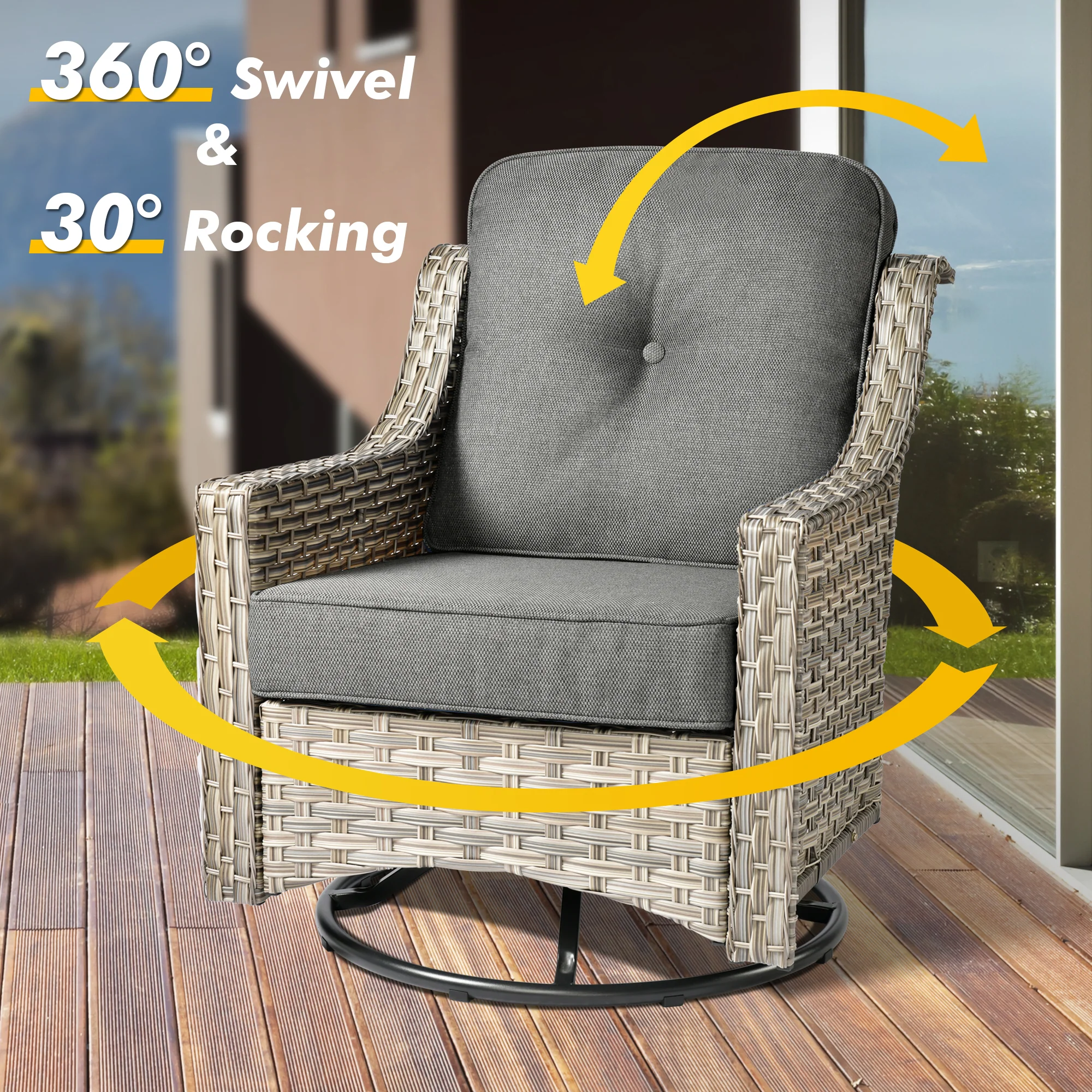 Ovios Conversation Set 5-Piece PAD Series include Rocking Chair & 47