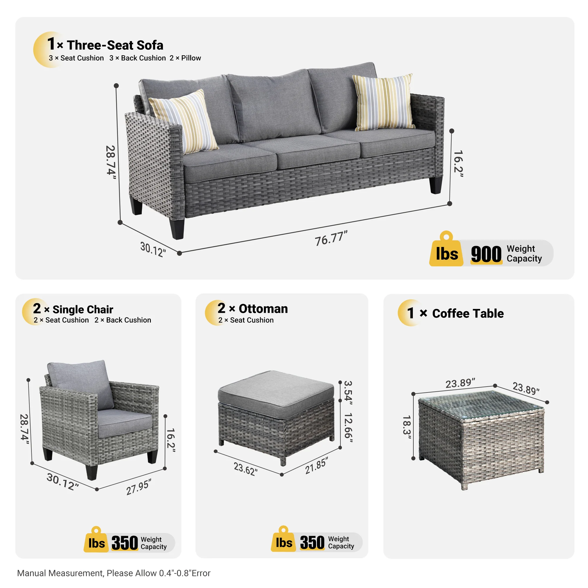 Ovios Patio Conversation Set New Vultros 6-Piece High Back with Cushions