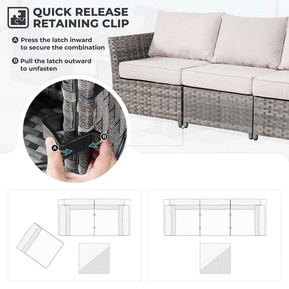 Ovios New Rimaru Series Patio Furniture Set 10-Piece include 42