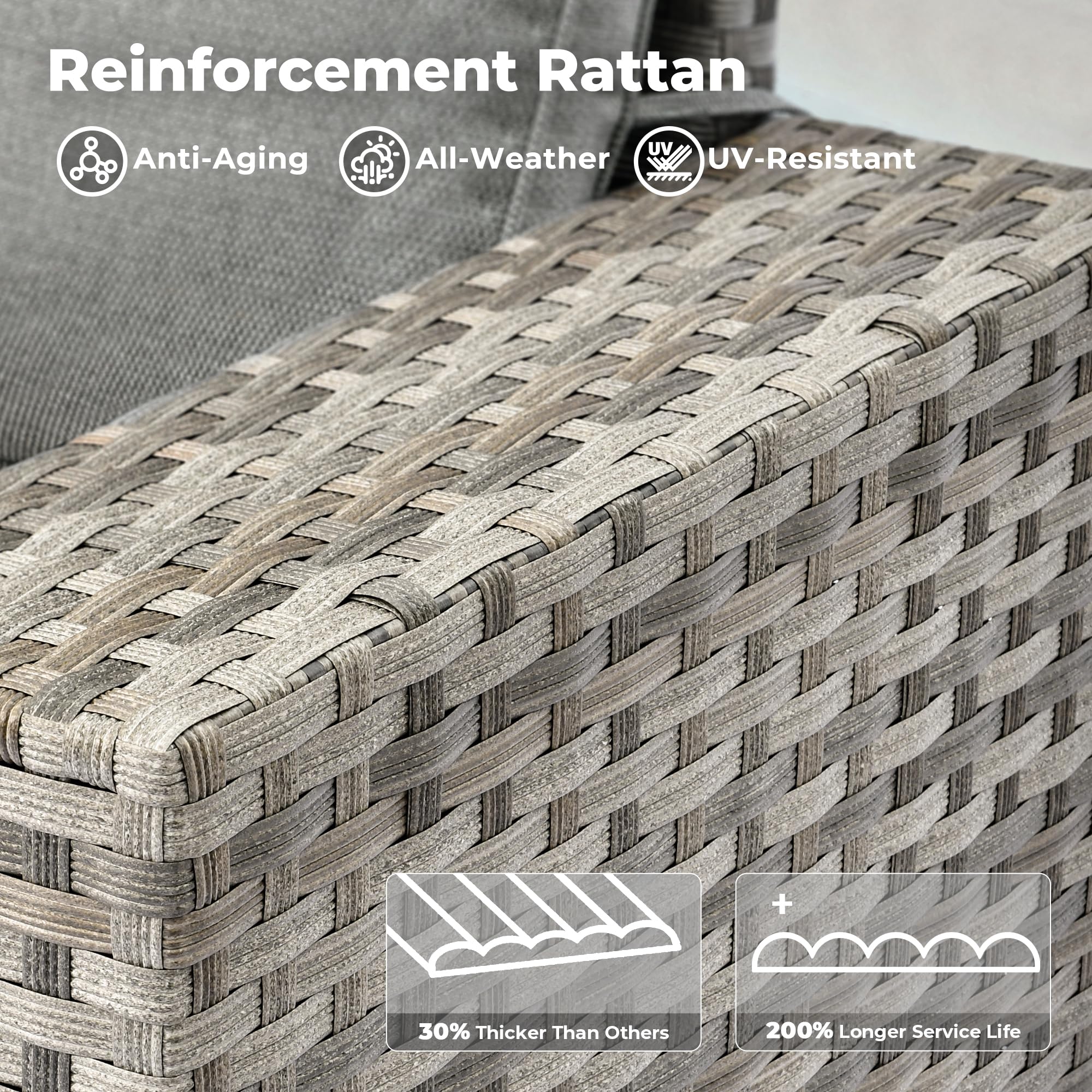 Ovios 8 Pieces Patio Furniture Set, Outdoor Sectional Sofa with Swivel Rocking Chair