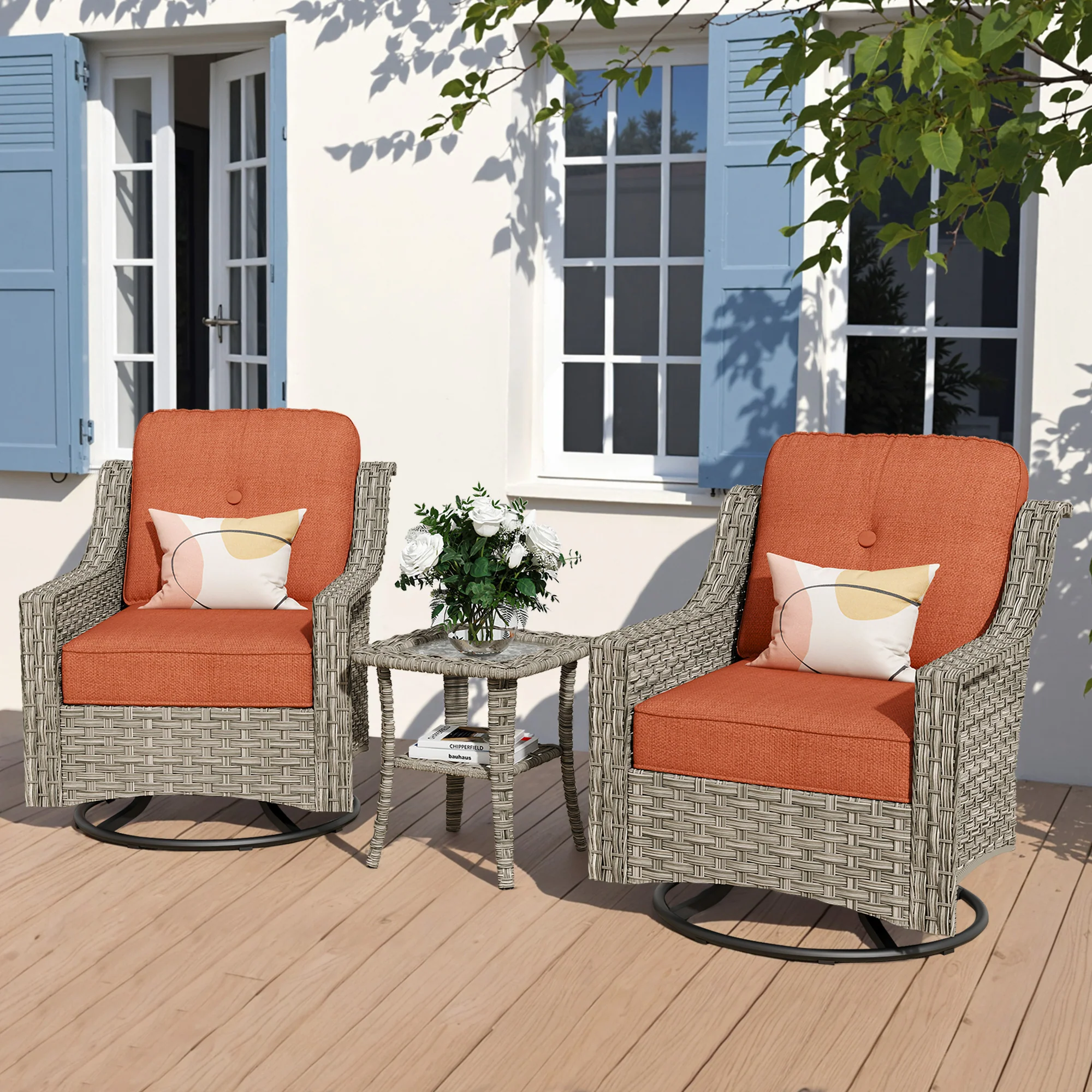 Ovios Conversation Set 3-Piece PAD Series,Swivel Chair