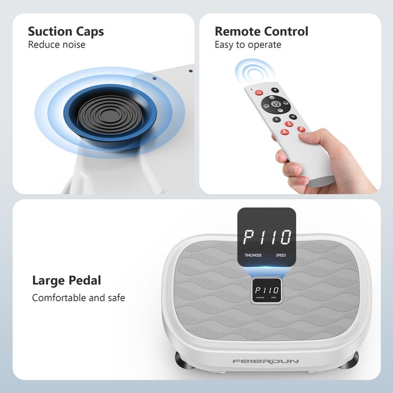 FEIERDUN Vibration Plate Exercise Machine,Lymphatic Drainage Machine, Power Plate Vibration Platform w/ Loop Bands for Wellness and Fitness